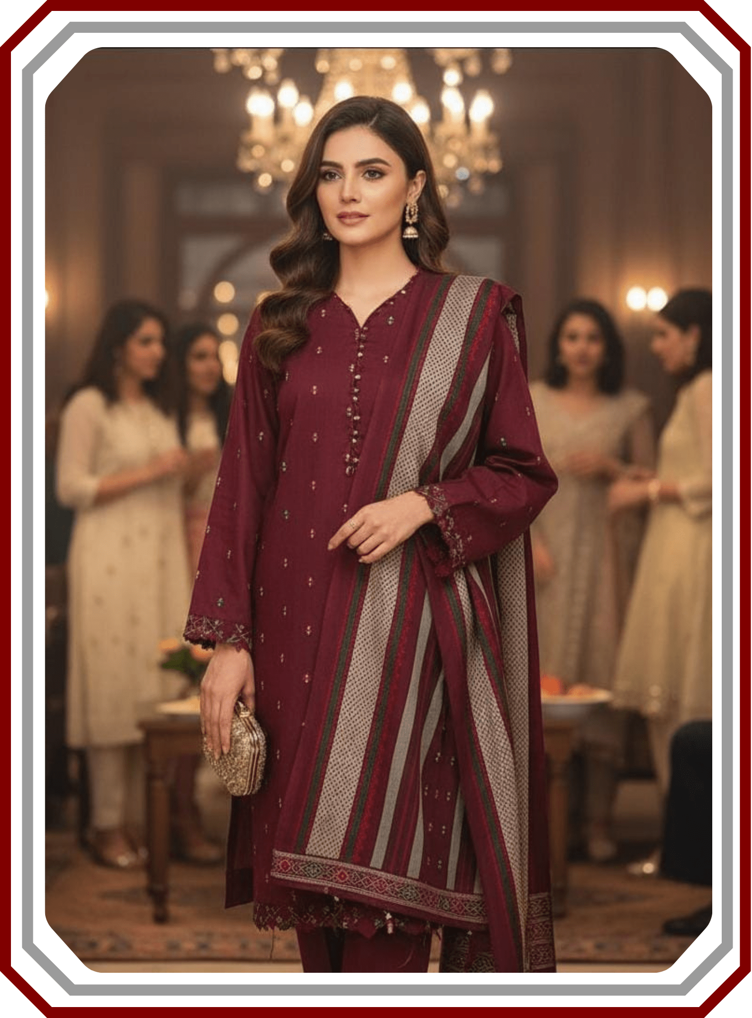Premium Susi Jacquard Winter 3 - Piece Unstitched Suit (Luxury Fabric) - Pehna Textile