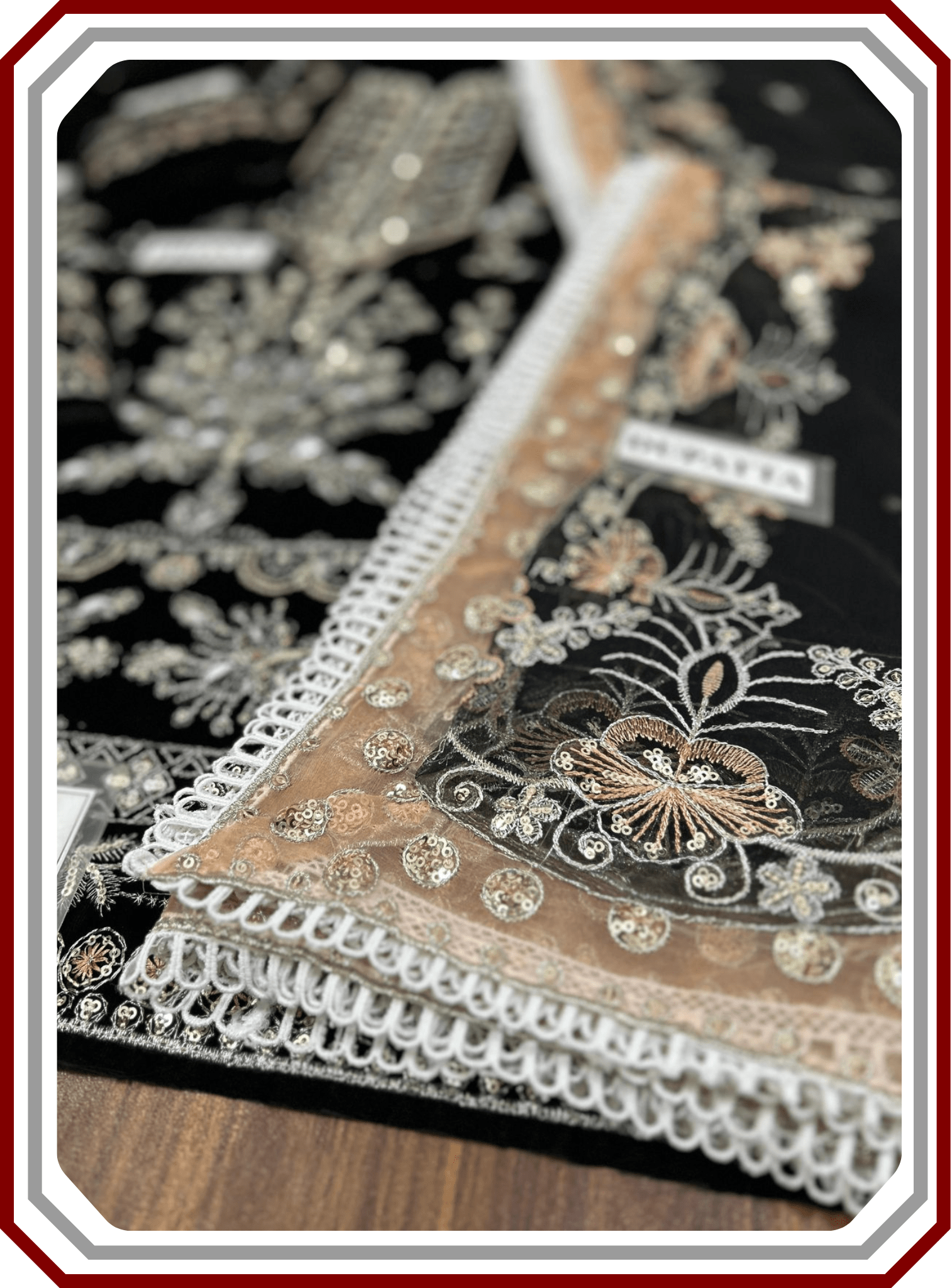 Aneelas Micro 9000 Velvet Suit - Handwork & Chiffon Dupatta - Pehna Textile