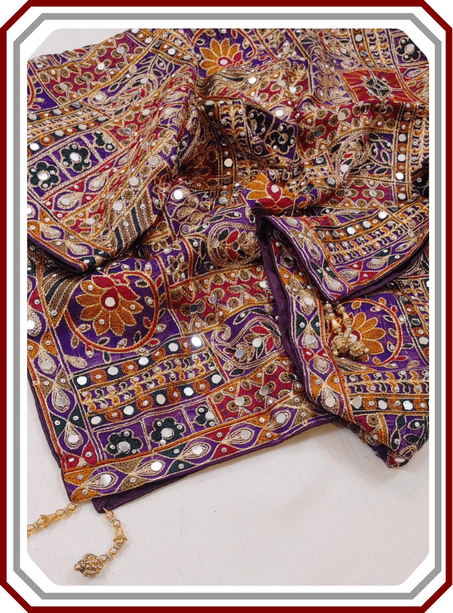 Bakhtawar Organza Dupatta - Mirror, Sheesha & Tassel Work