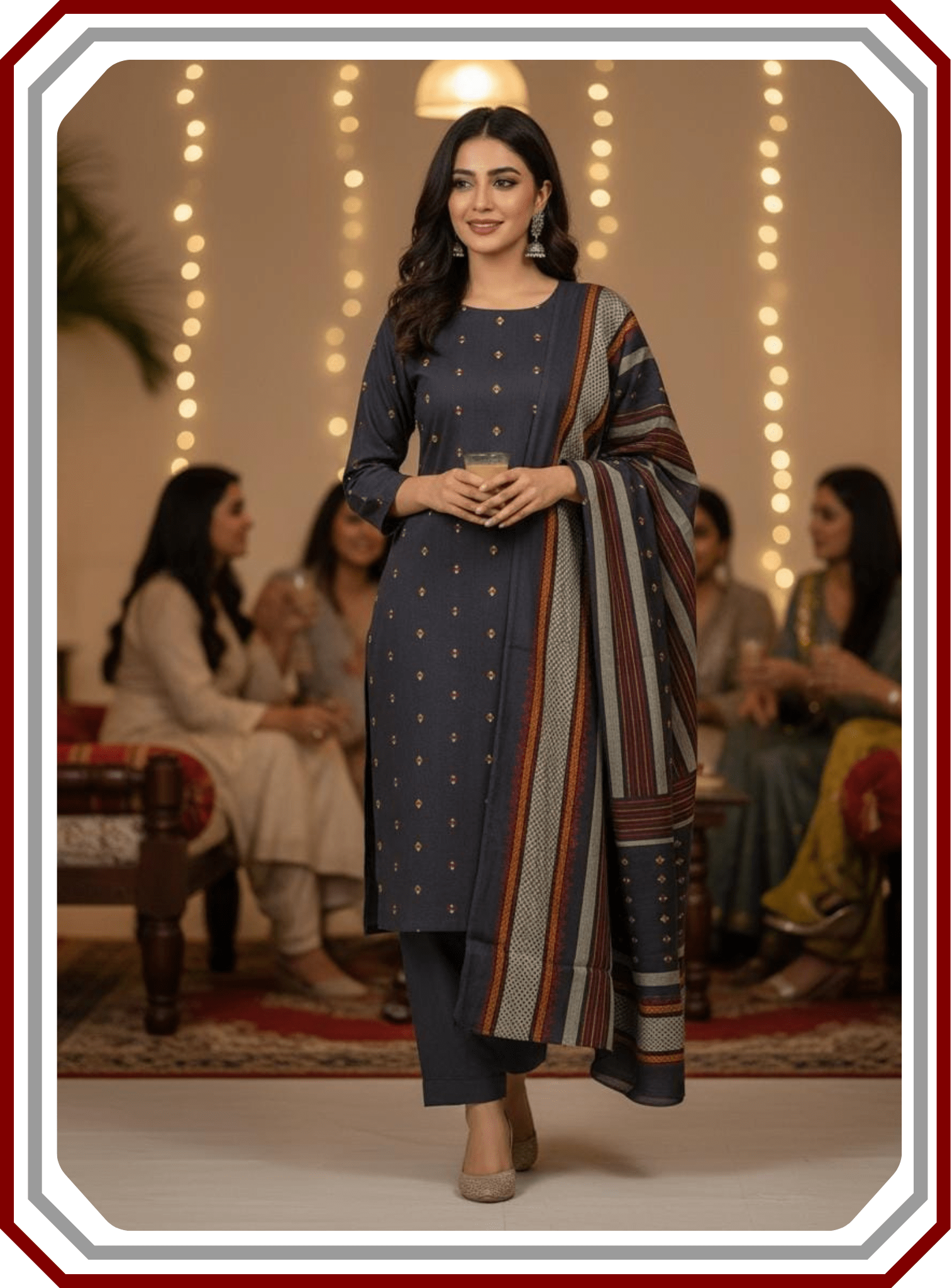 Premium Susi Jacquard Winter 3 - Piece Unstitched Suit (Luxury Fabric) - Pehna Textile