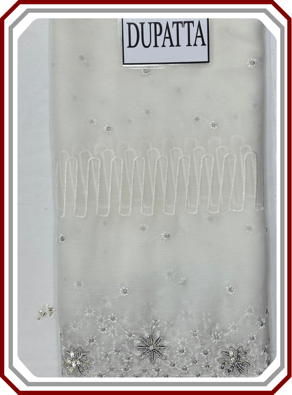 Ramsha Luxury Embroidered Chiffon Suit with Inner - Design 2485 (Unstitched) - Pehna Textile