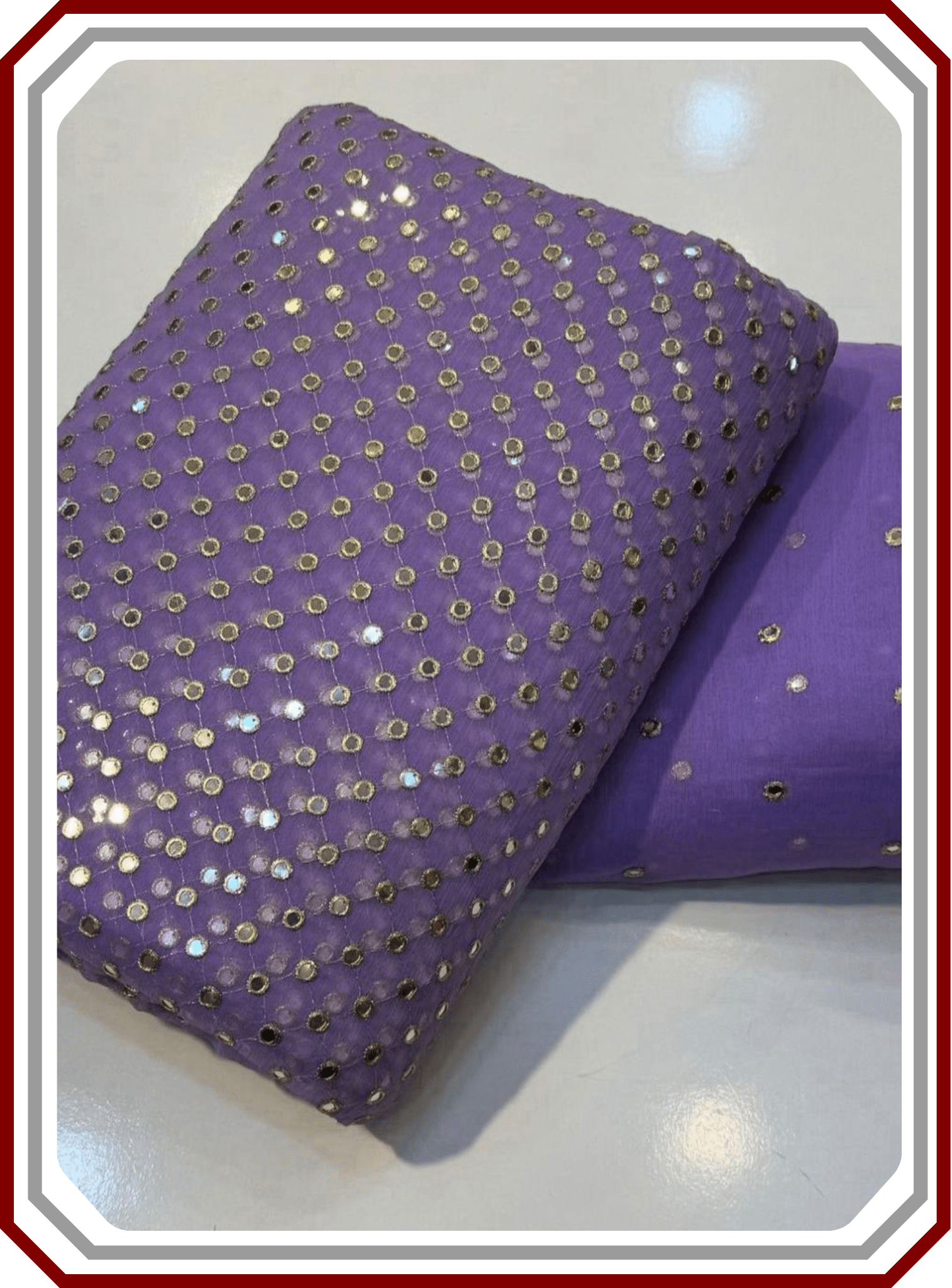 Boutique Style Heavy 9mm Embroidered Chiffon Suit with Cutwork Dupatta (Unstitched) - Pehna Textile