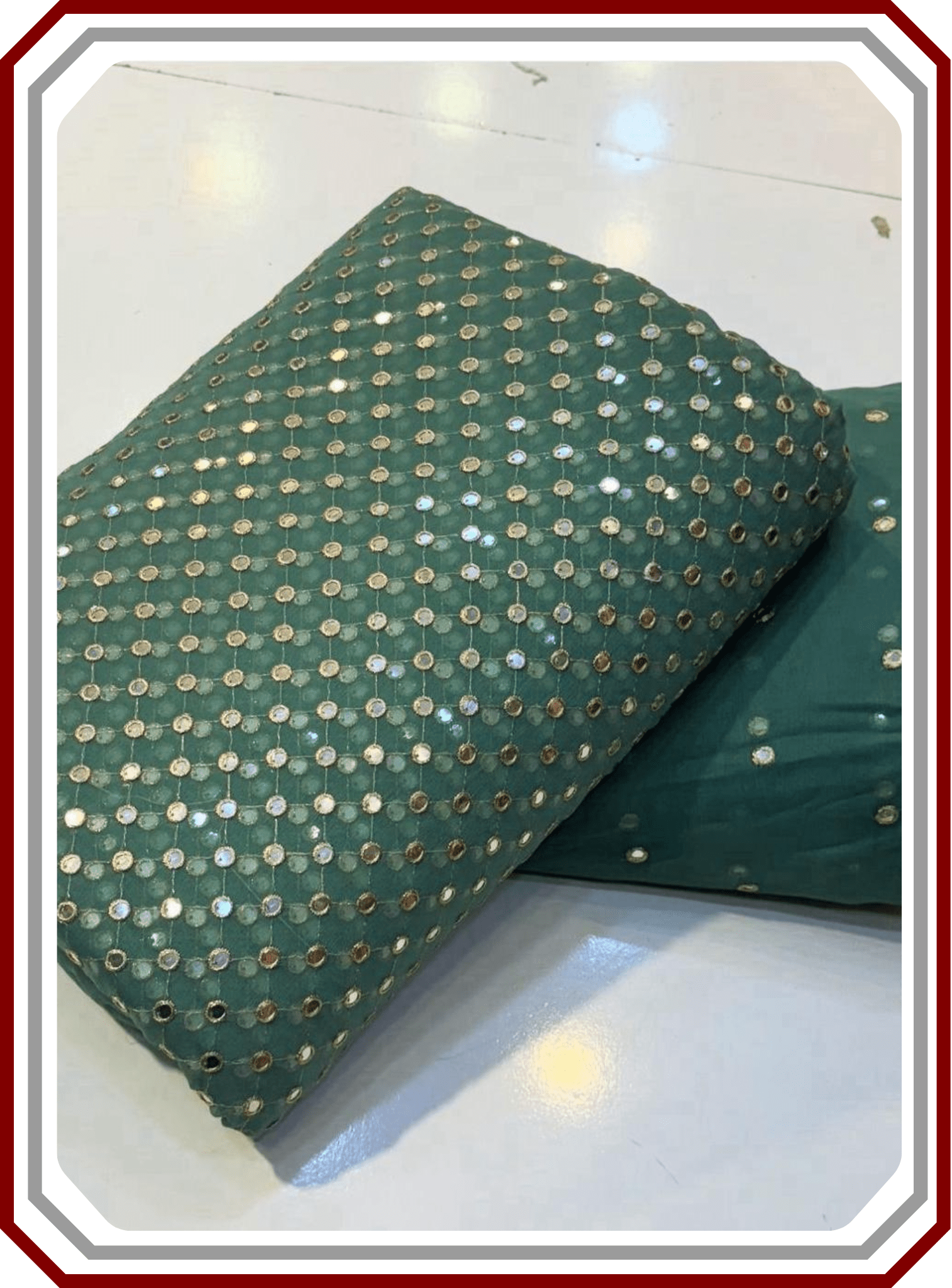 Boutique Style Heavy 9mm Embroidered Chiffon Suit with Cutwork Dupatta (Unstitched) - Pehna Textile