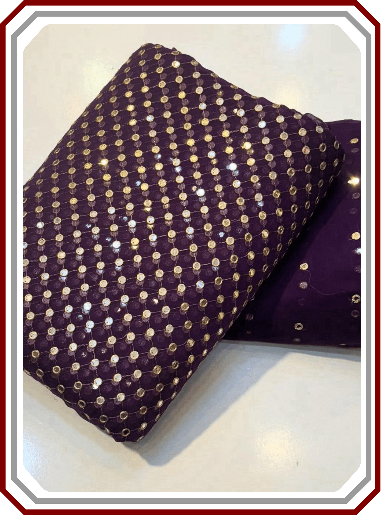 Boutique Style Heavy 9mm Embroidered Chiffon Suit with Cutwork Dupatta (Unstitched) - Pehna Textile