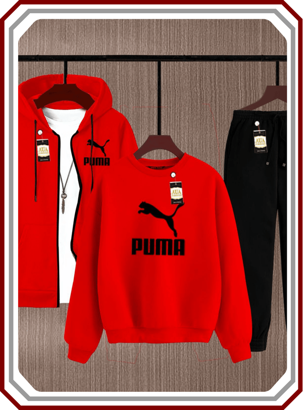 Men's Premium 3 - Piece Fleece Winter Kit - Zipper, Sweatshirt & Trouser Ensemble - Pehna Textile
