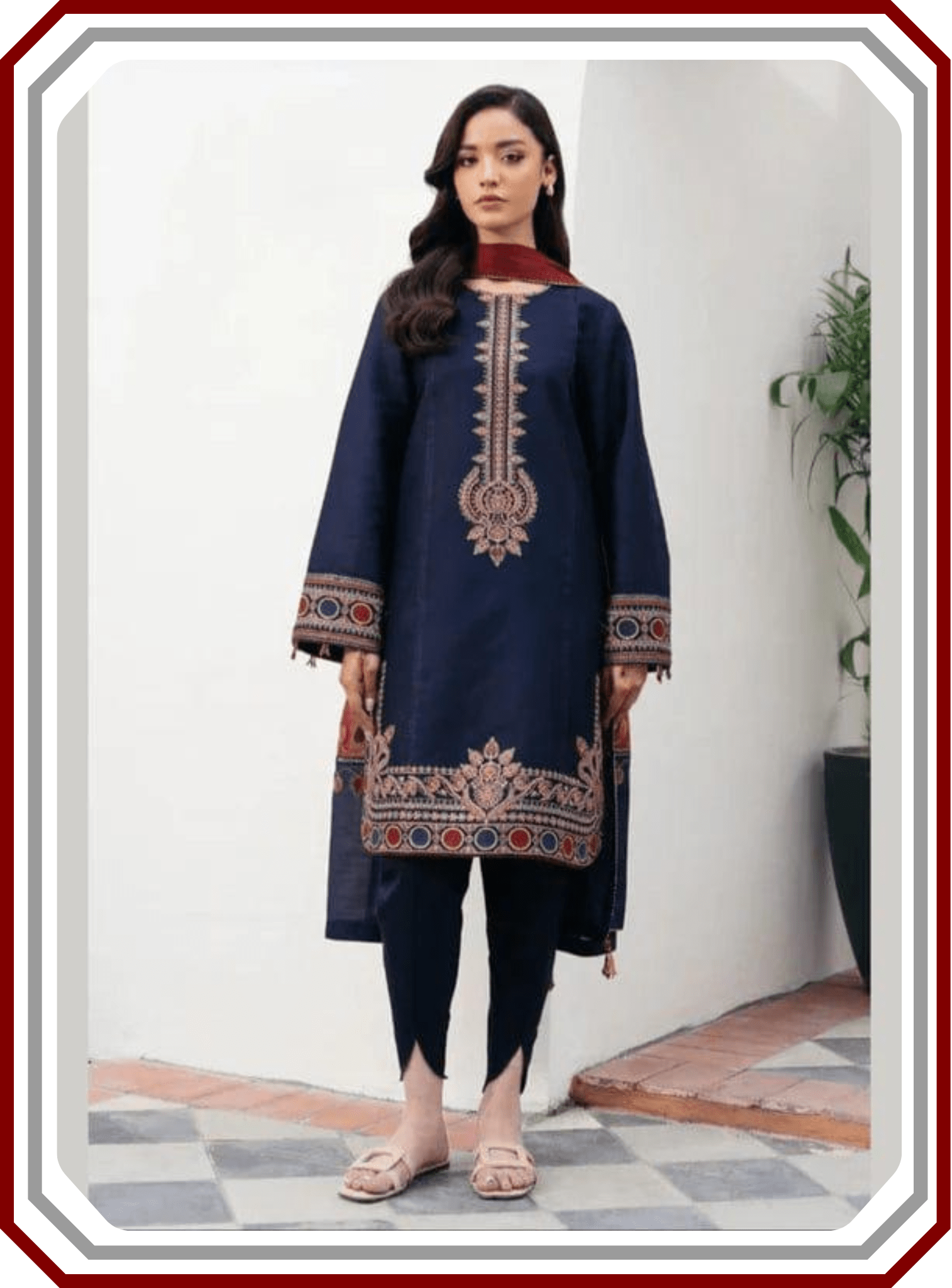 Jazmin Dhanak Embroidered Unstitched 3 - Piece Suit – Code D562 | Winter Collection 2025 - Pehna Textile