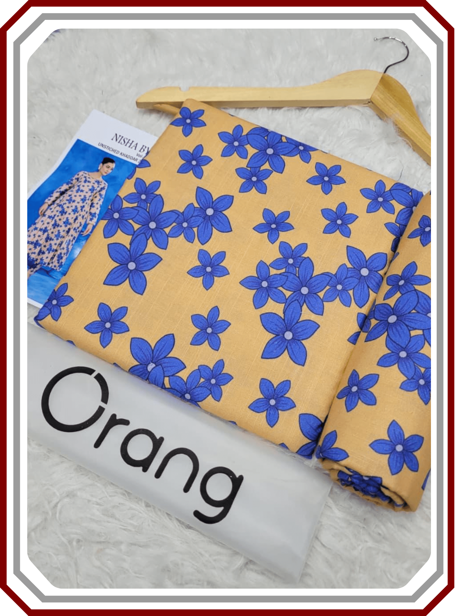 Orang IB Bonanza Printed Khaddar 3.25 Meter Unstitched Winter Suit - Pehna Textile