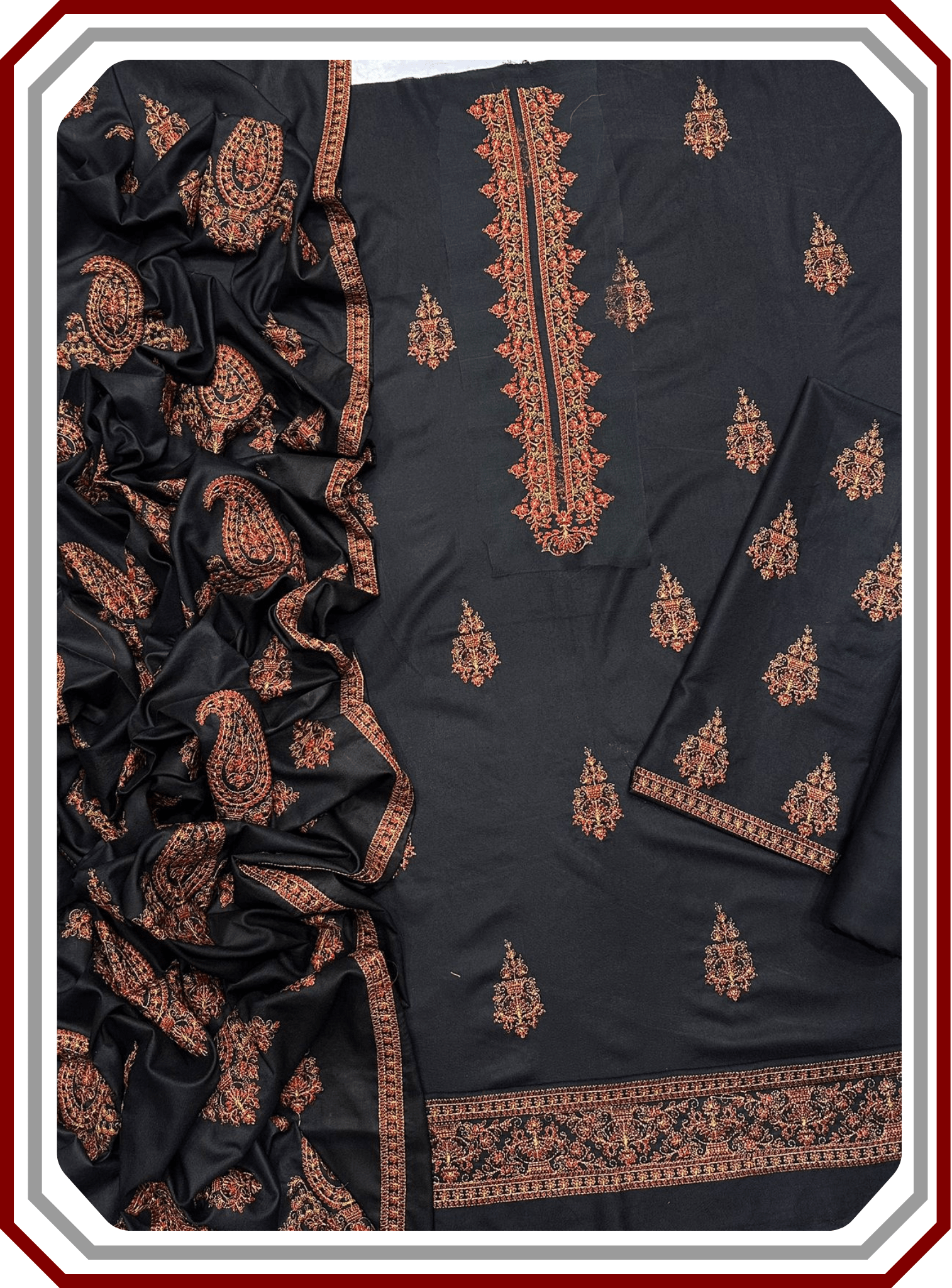 Bareeze Luxury 5171 Air Jet Dhanak Suit - Multi - Head Embroidered Shawl - Pehna Textile