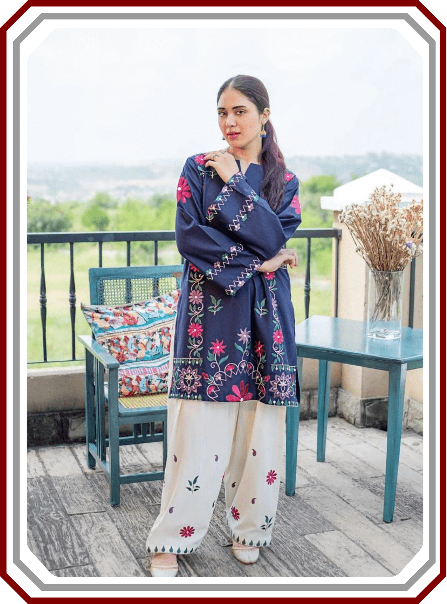 Winter Embroidered Dhanak 2 - Piece Suit - Neck, Sleeves & Daman Work - Pehna Textile