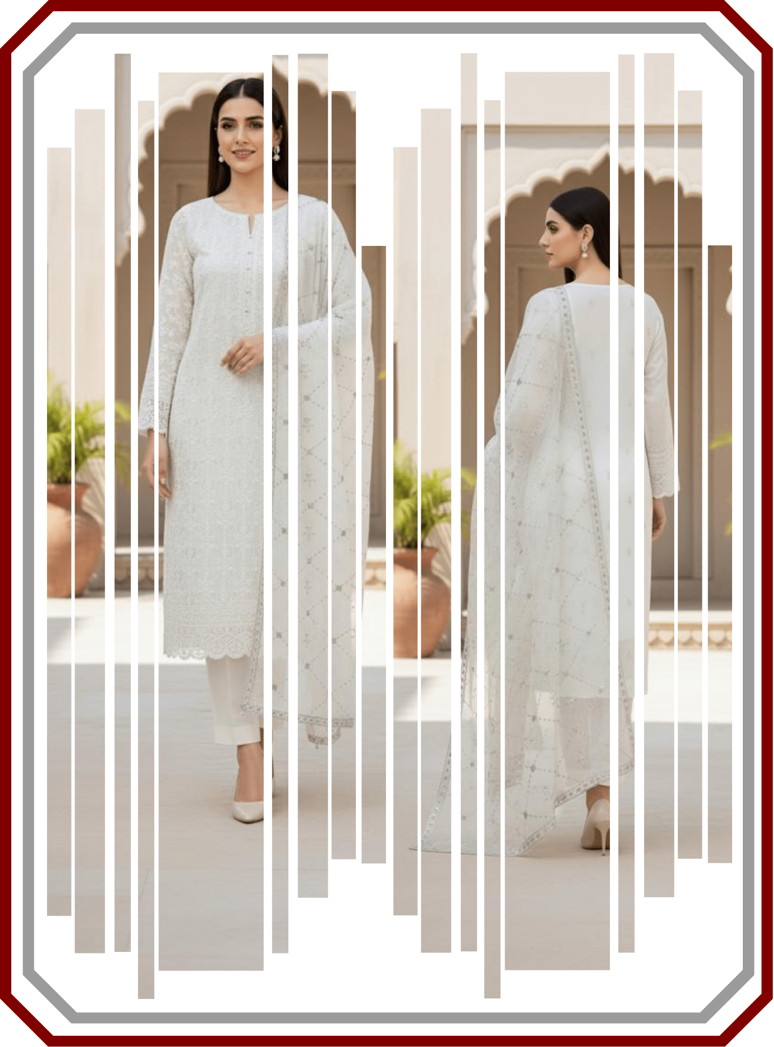 Unique Chiffon Embroidered 3PC Unstitched Suit – Design 2478 - Pehna Textile