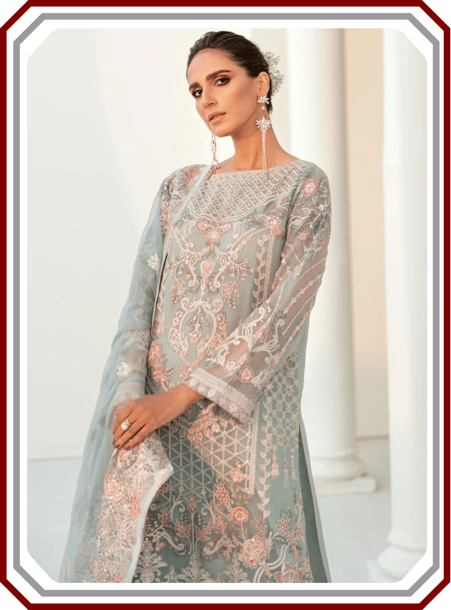 Baroque 3 - Piece Unstitched Semi Pure Chiffon Suit – Malai Crape Trouser - Pehna Textile