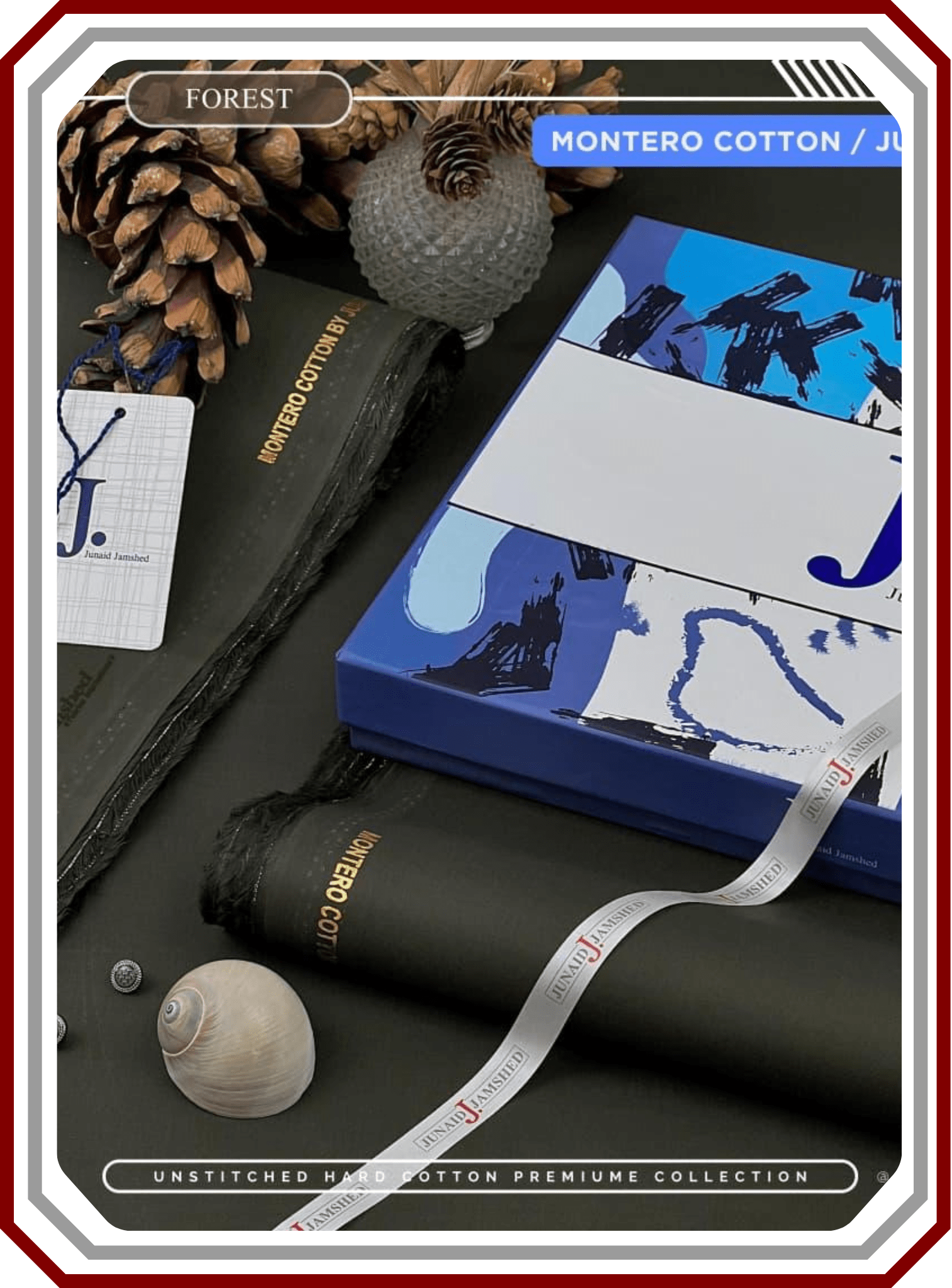 J. Junaid Jamshed Men's Premium Hard Cotton - Silver Finish Executive Suit - Pehna Textile