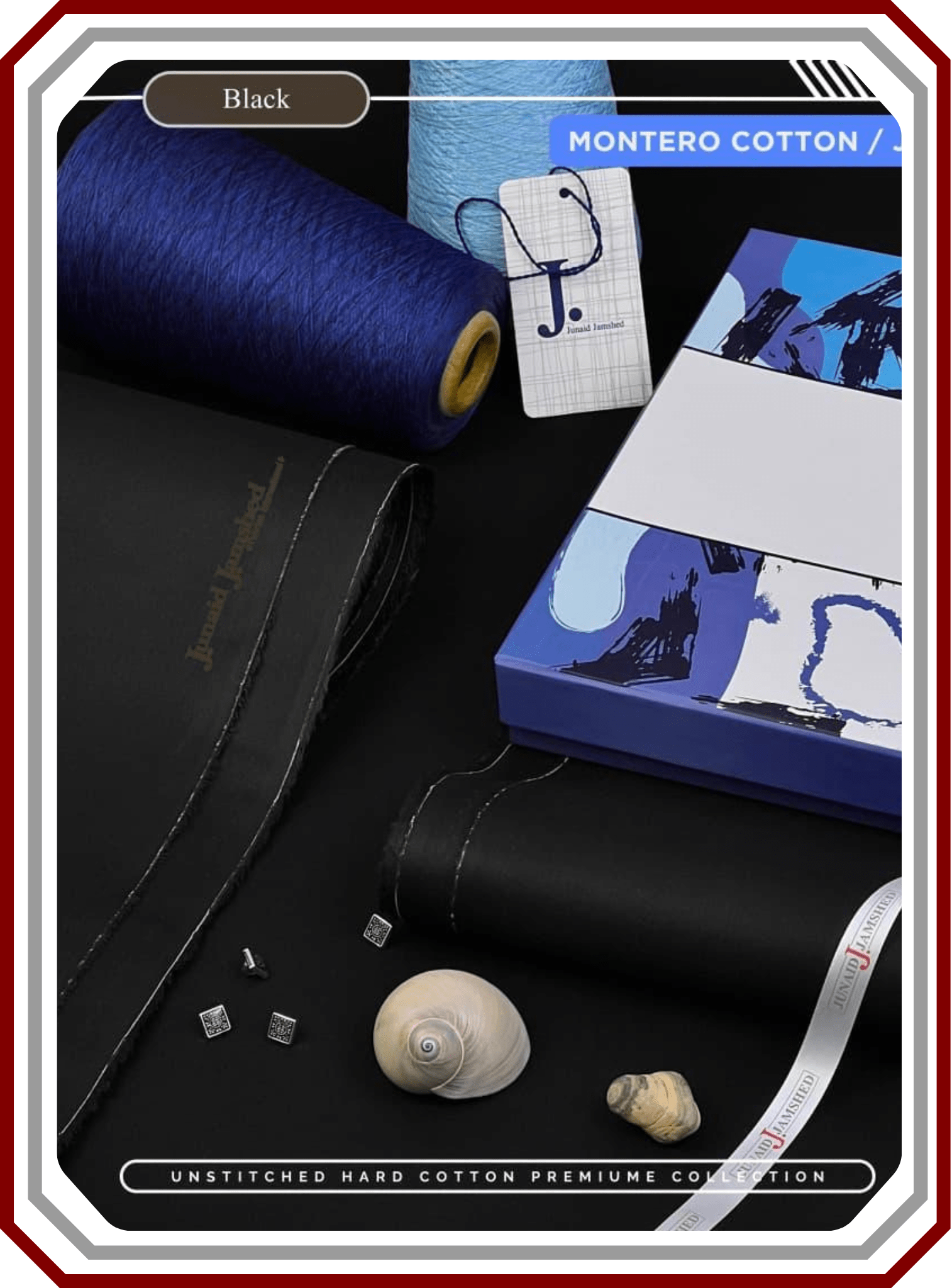 Junaid Jamshed Hard Cotton Men's Suit - Silver Finish (4.5 Meters) - Pehna Textile