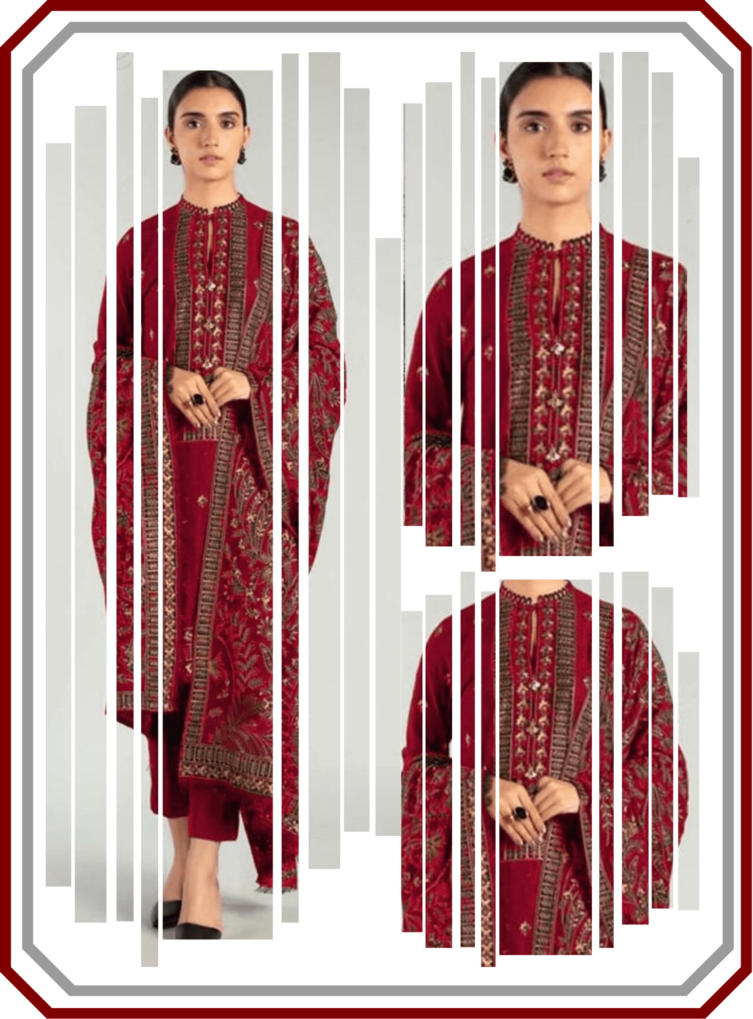 Bareeze Premium Dhanak – Full Heavy Embroidered Shawl 3PC Unstitched Suit - Pehna Textile