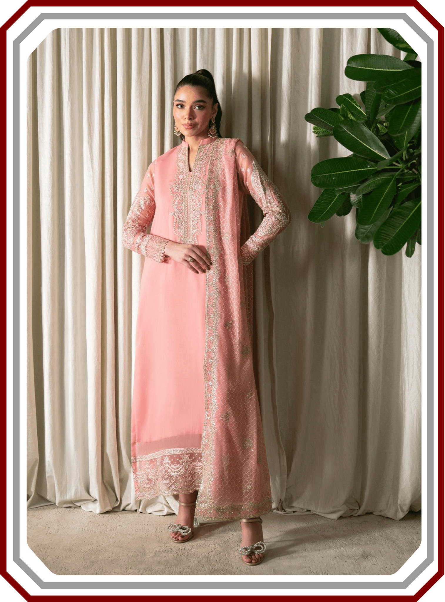 Neeshay Replica Chiffon Suit - Heavy Sequence Work (Unstitched) - Pehna Textile