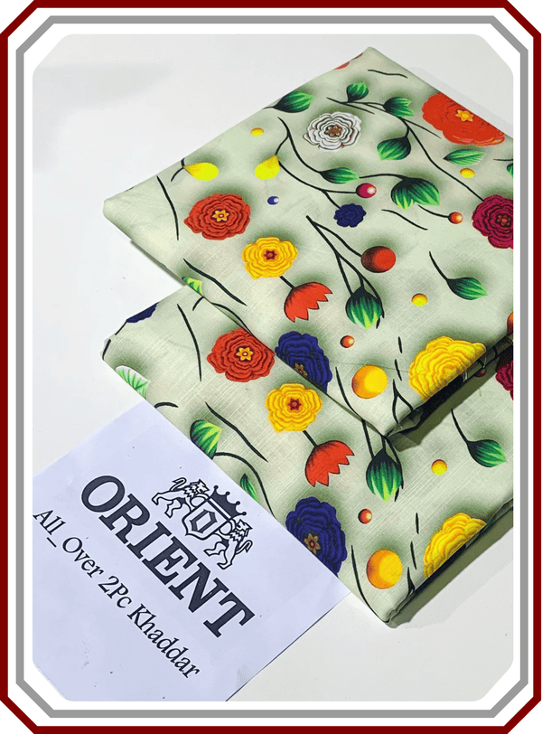 ORIENTS Printed Khaddar 2PC Unstitched Suit for Women - Pehna Textile