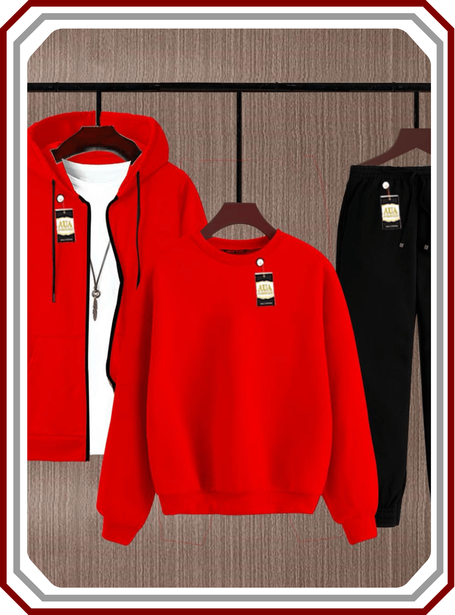 Men's 3 Piece Fleece Winter Suit - Zipper Hoodie, Sweatshirt & Trouser Set 2025 - Pehna Textile