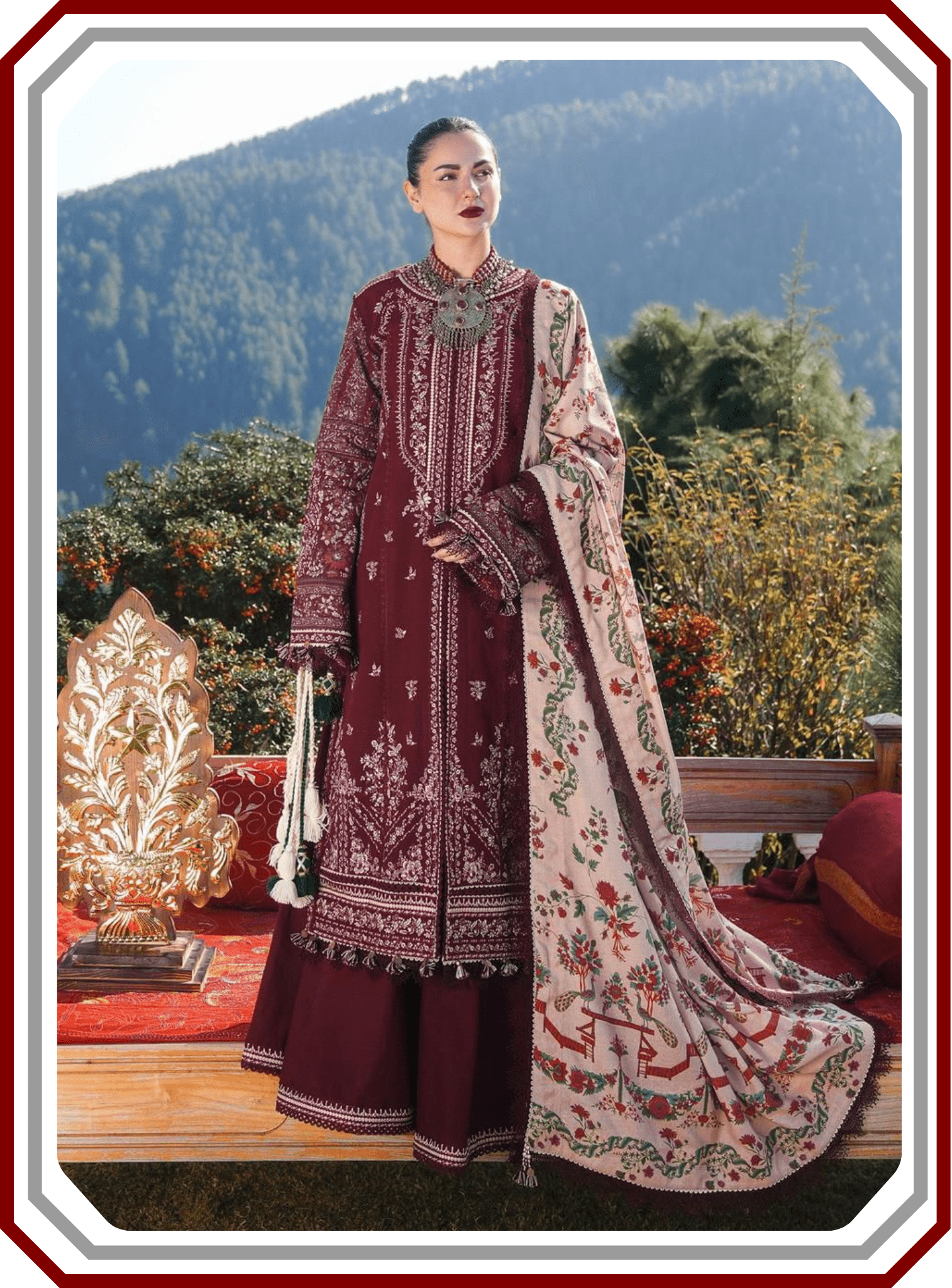 Hussain Rehar Air - Jet Dhanak Embroidered Unstitched 3 - Piece Suit – Winter Collection 2025/26 - Pehna Textile