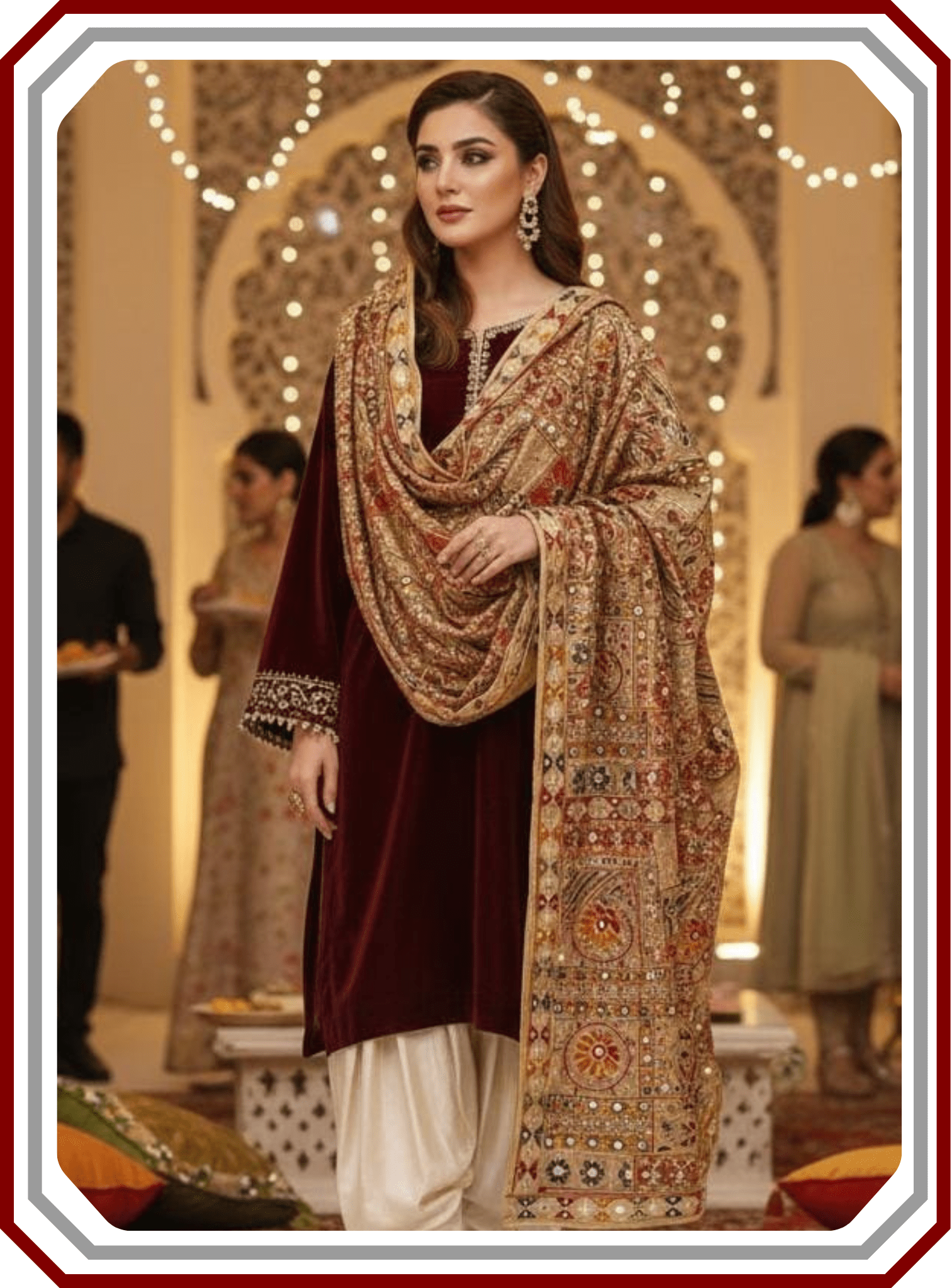 Bakhtawar Organza Dupatta - Mirror, Sheesha & Tassel Work