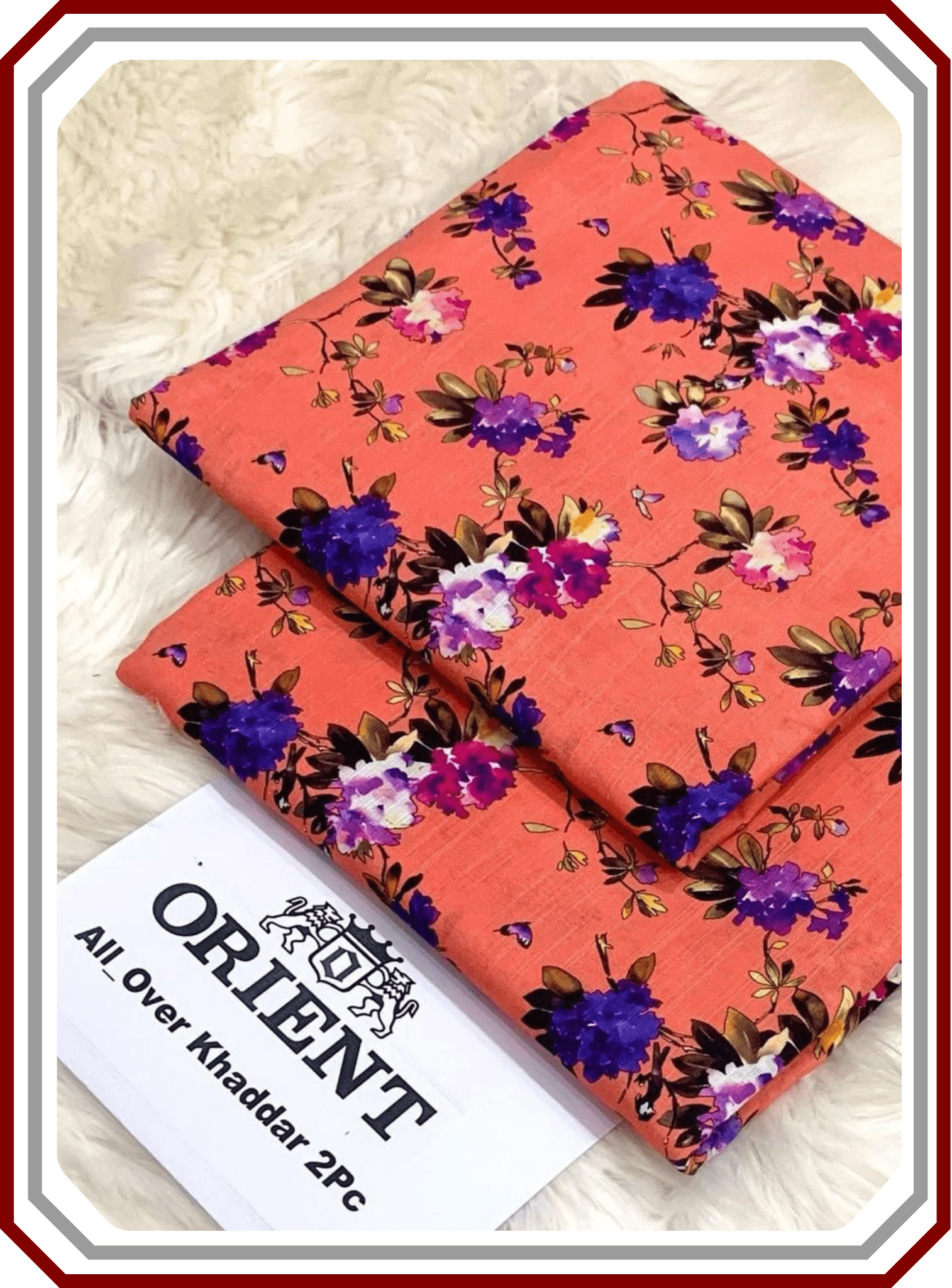 ORIENTS Printed Khaddar 2PC Unstitched Suit for Women - Pehna Textile