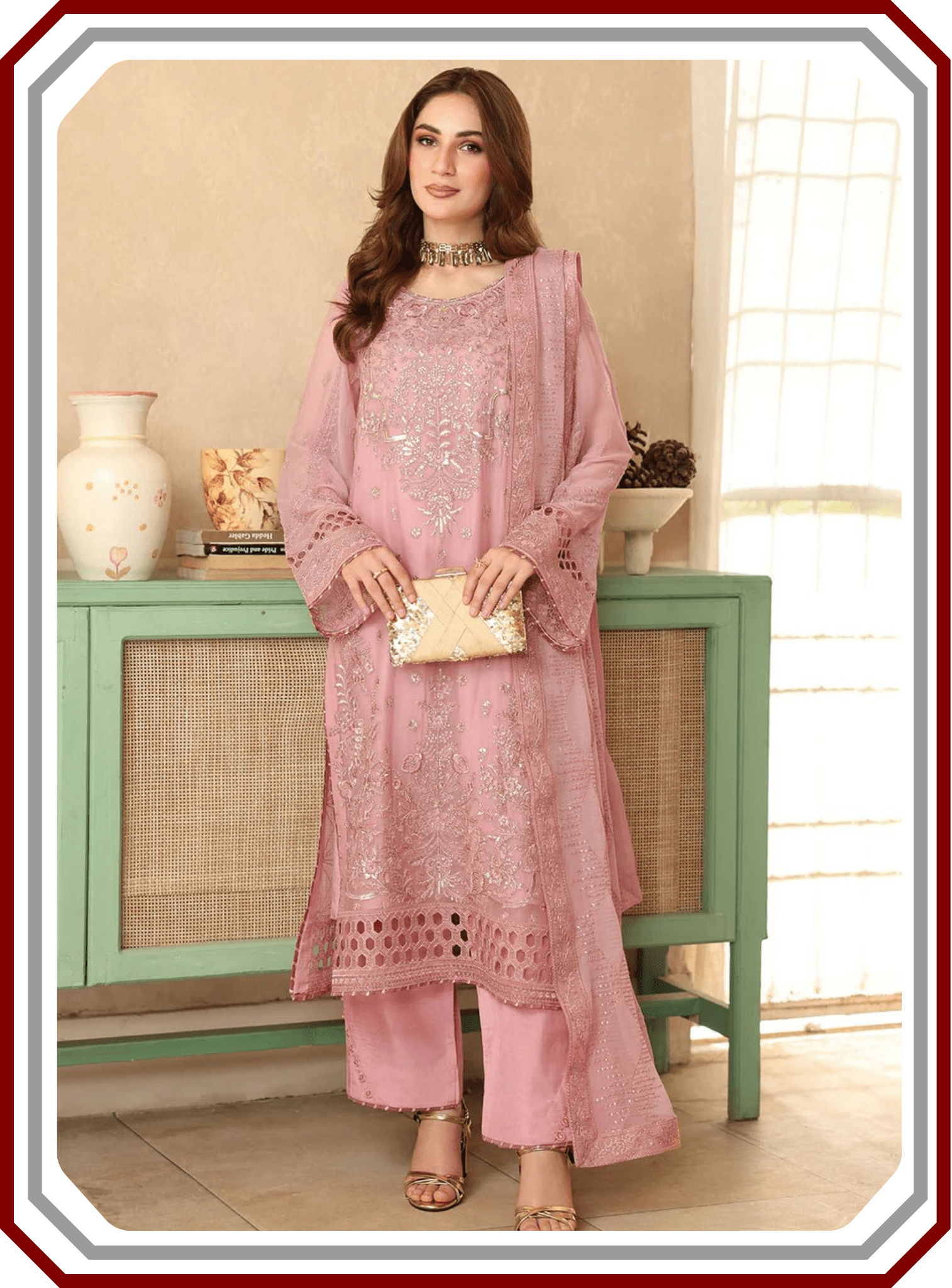 Ramsha Chiffon Suit Design 2495 - Inner Included - Pehna Textile