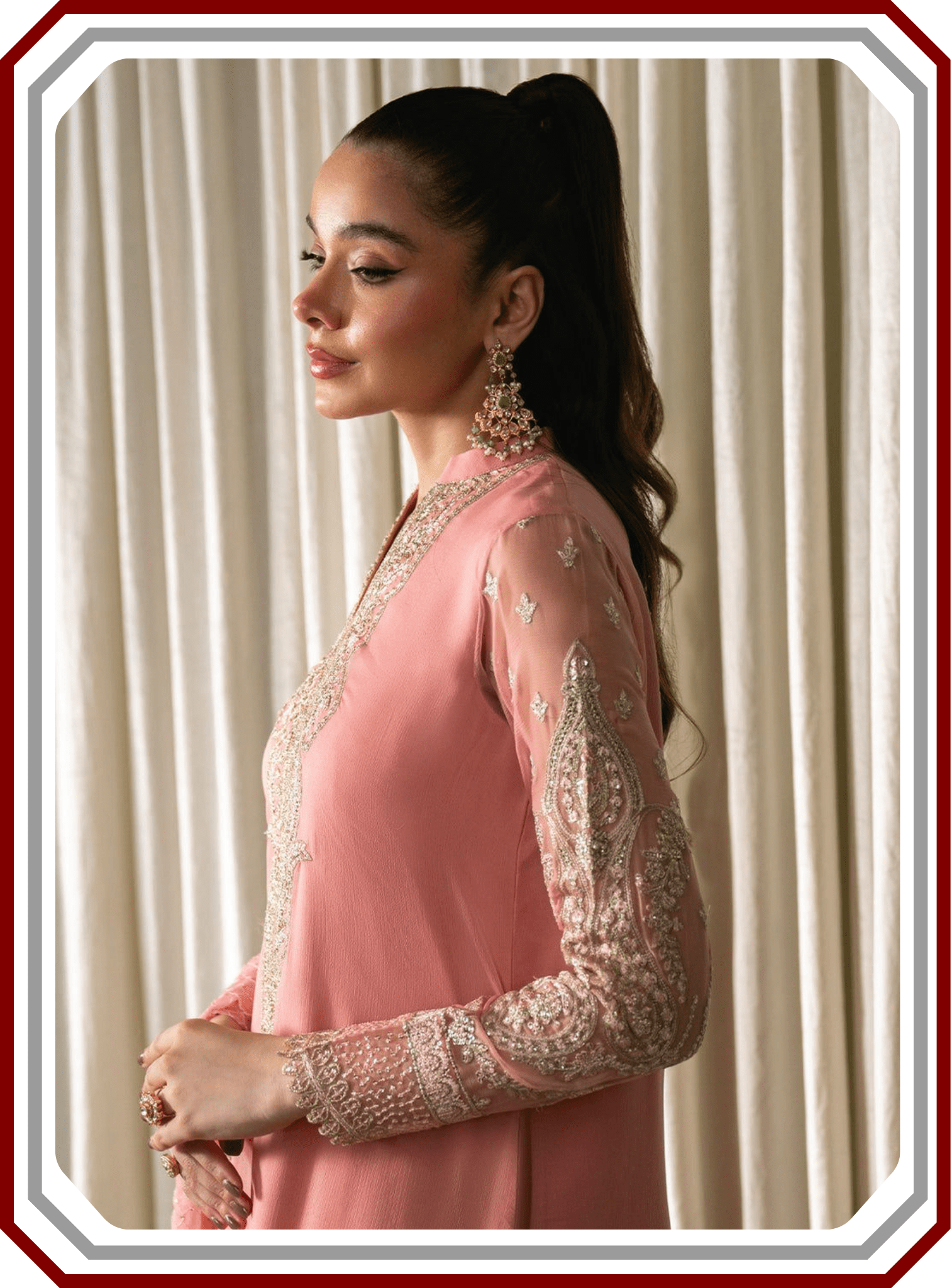 Neeshay Replica Chiffon Suit - Heavy Sequence Work (Unstitched) - Pehna Textile