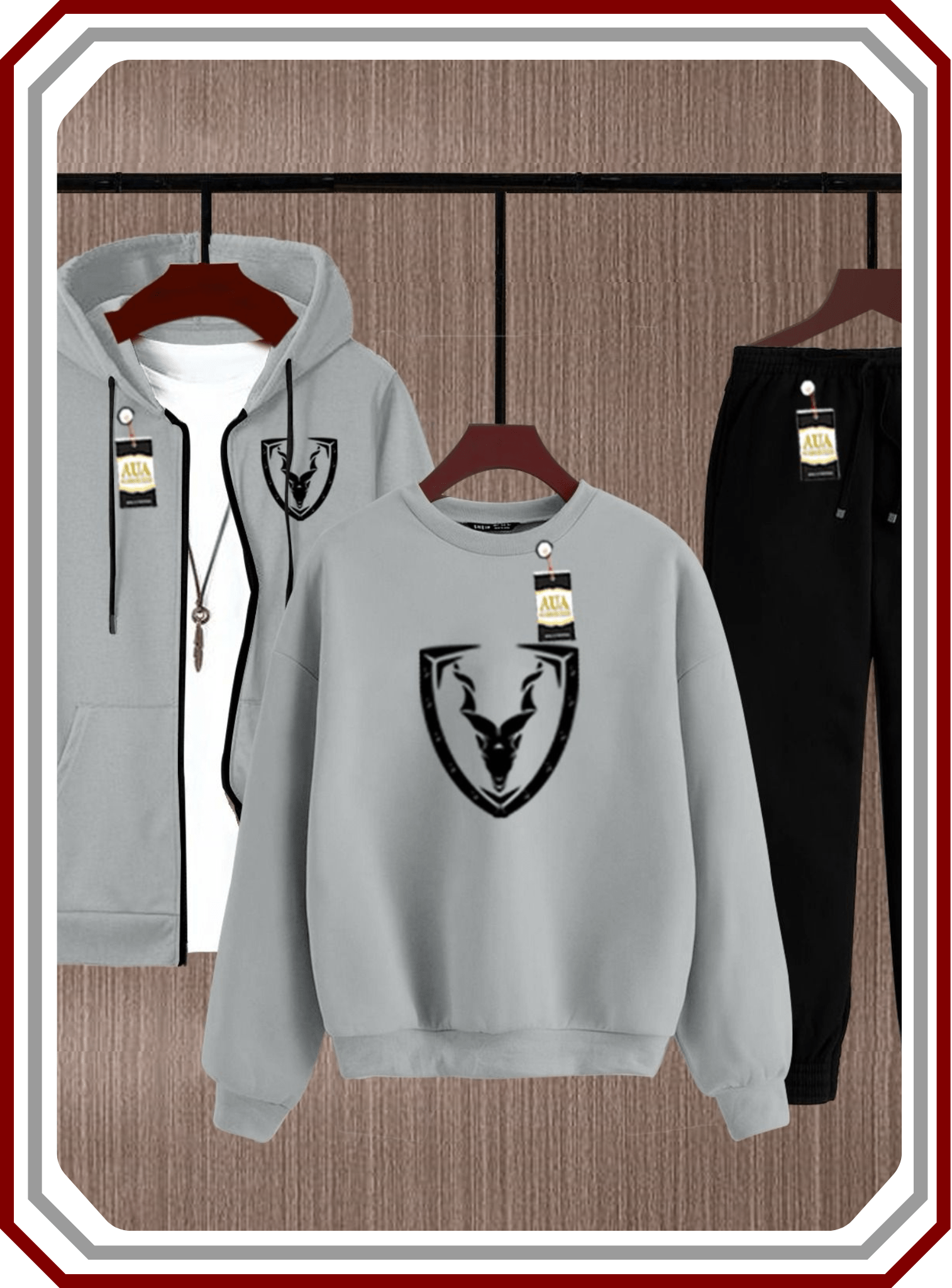 Men's 3 Piece Fleece Winter Suit - Zipper Hoodie, Sweatshirt & Trouser Set 2025 - Pehna Textile