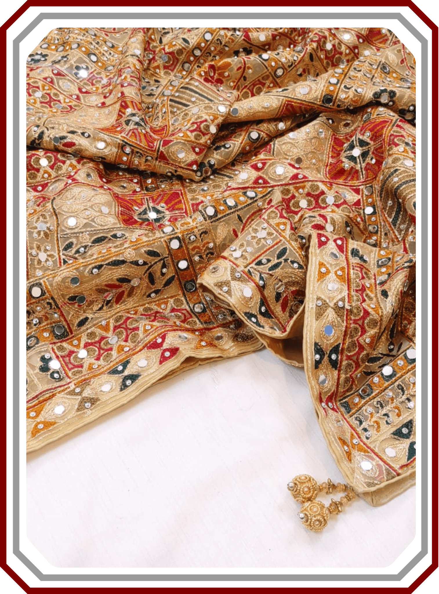 Bakhtawar Organza Dupatta - Mirror, Sheesha & Tassel Work
