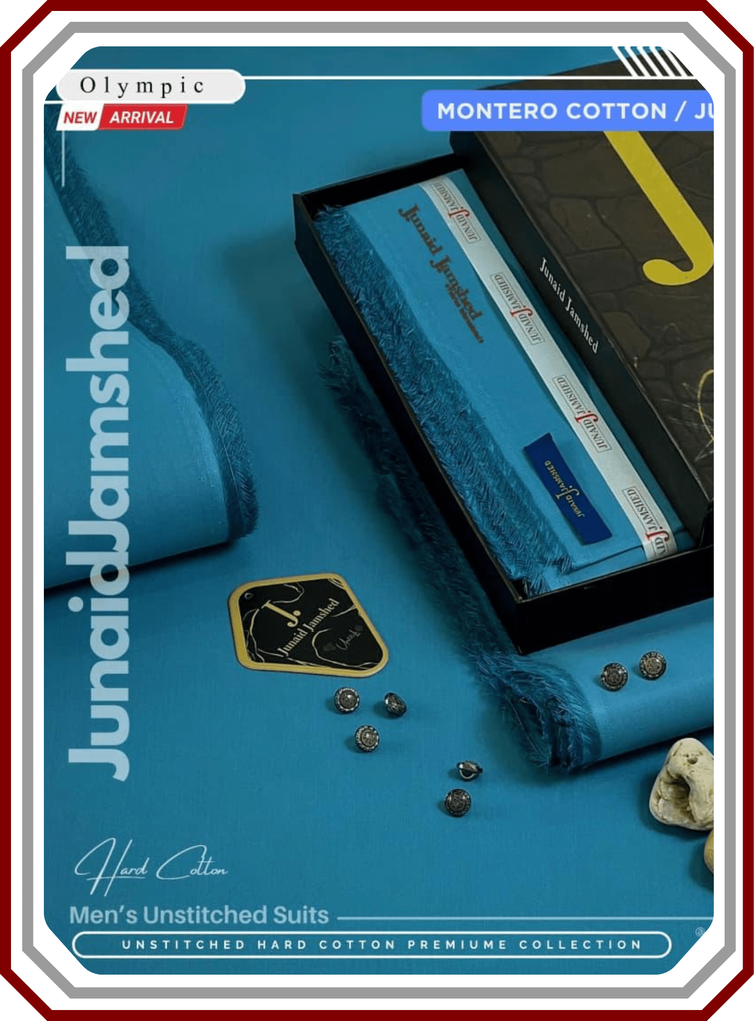 J. Junaid Jamshed Men's Premium Hard Cotton - Silver Finish Executive Suit - Pehna Textile