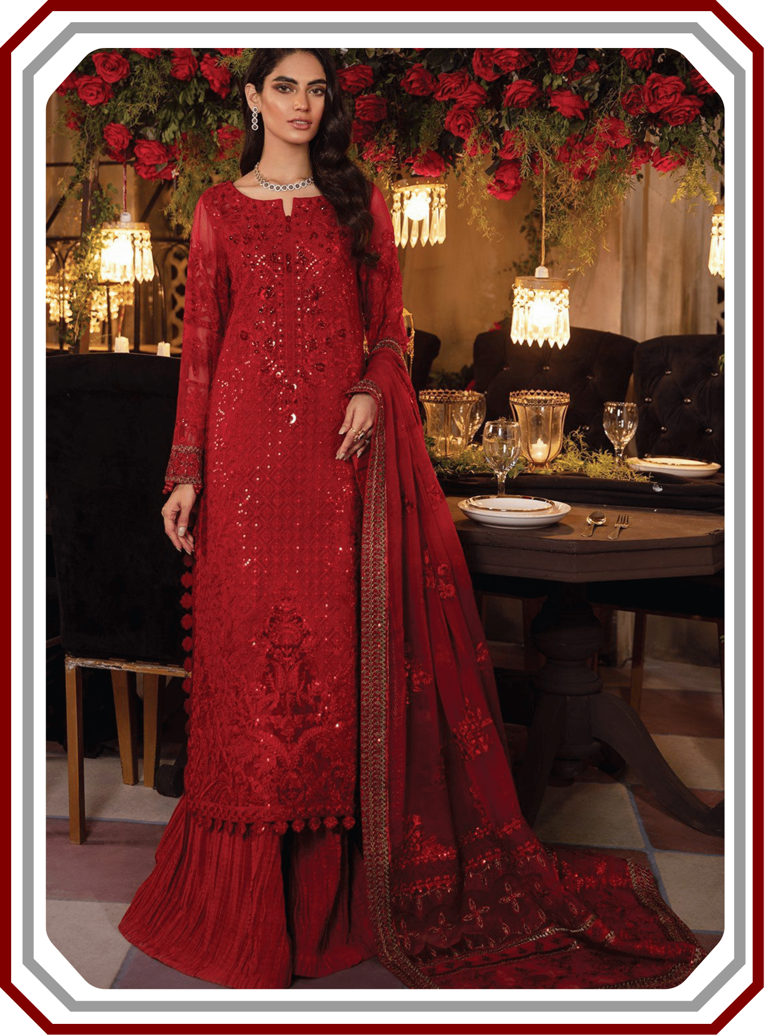 Iznik Chiffon Embroidered Luxury Unstitched Suit – Design 2493 - Pehna Textile