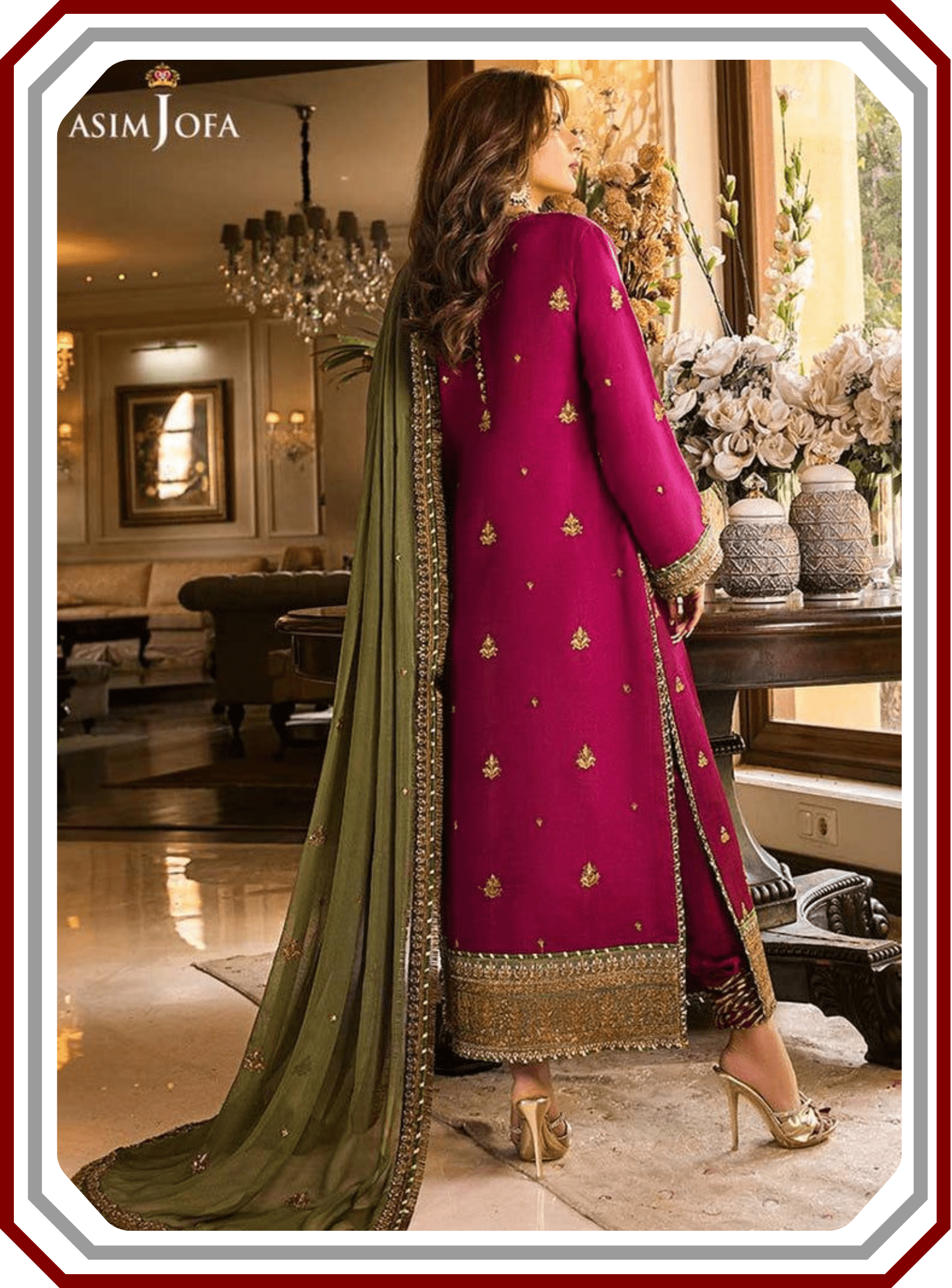 Asim Jofa Replica Chiffon Suit - Mahru & Noorie Collection AJSM - D01 (Unstitched) - Pehna Textile