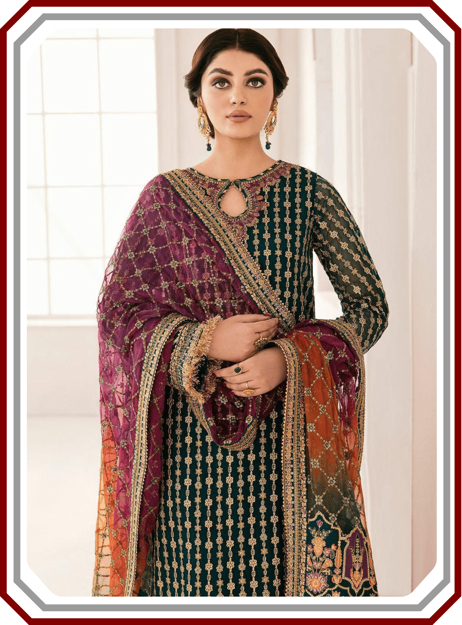 Baroque Chantalee Replica Organza Suit - Adda Work & Emb Trouser - Pehna Textile