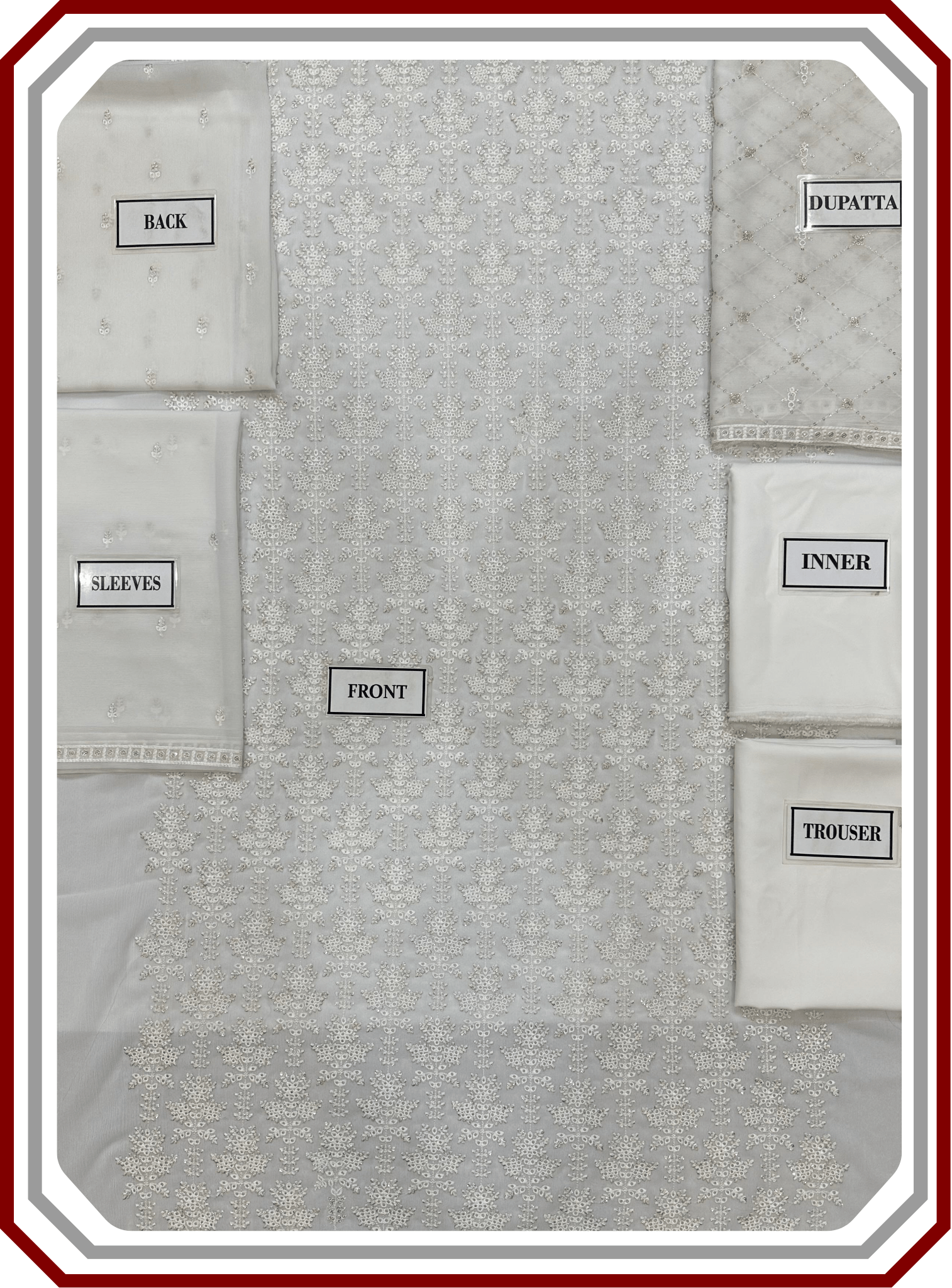 Unique Chiffon Embroidered 3PC Unstitched Suit – Design 2478 - Pehna Textile