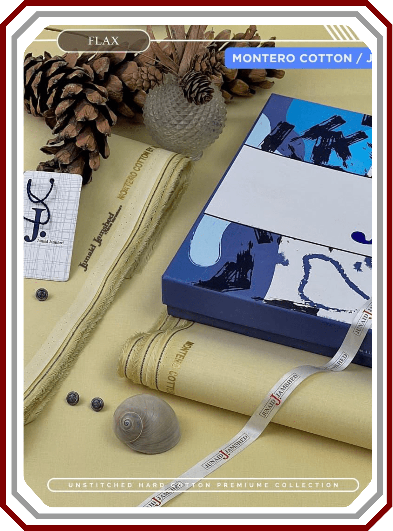 Junaid Jamshed Hard Cotton Men's Suit - Silver Finish (4.5M) - Pehna Textile