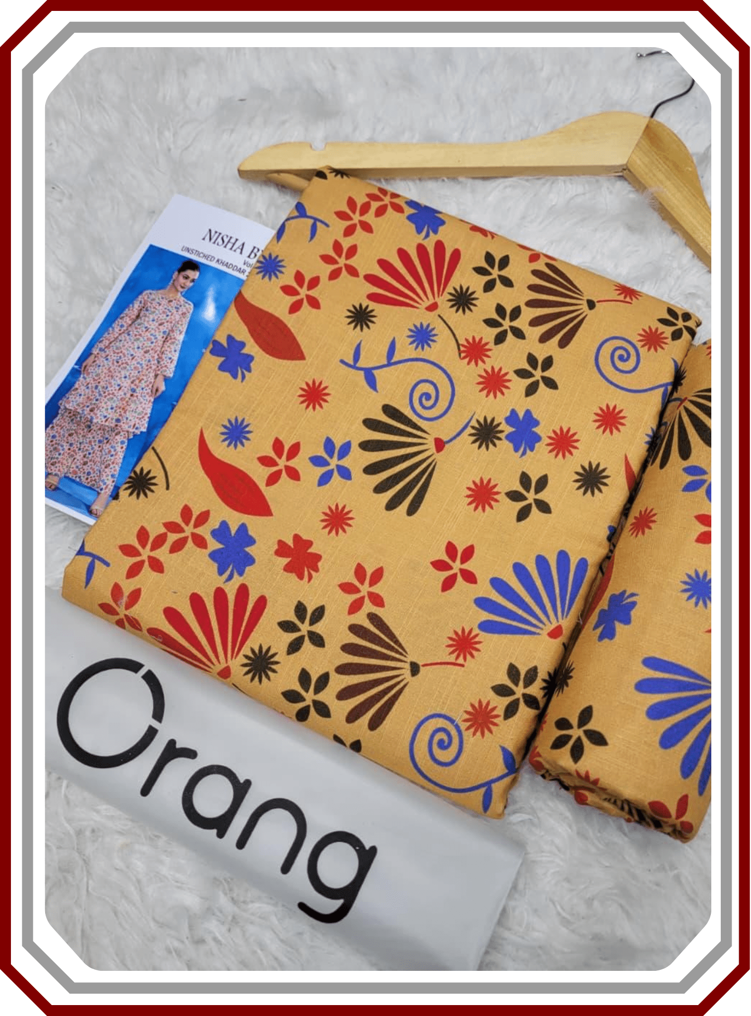 Orang IB Bonanza Printed Khaddar 3.25 Meter Unstitched Winter Suit - Pehna Textile