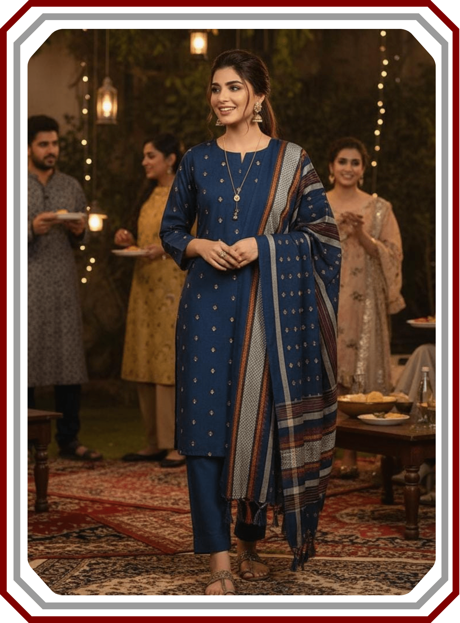 Premium Susi Jacquard Winter 3 - Piece Unstitched Suit (Luxury Fabric) - Pehna Textile