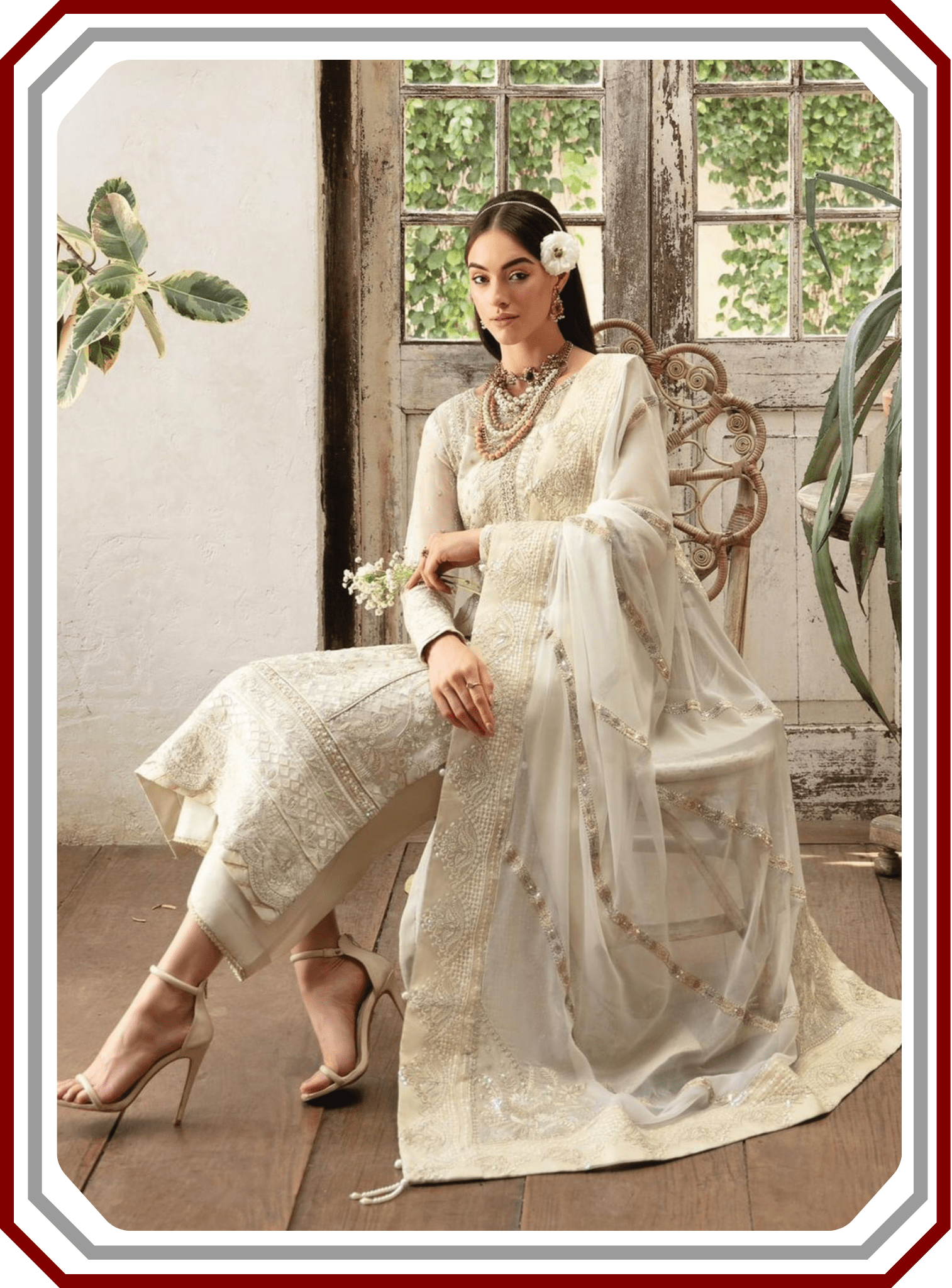 Gulaal Luxury Embroidered Sequinned Chiffon Suit with Inner - Design 2302 (Unstitched) - Pehna Textile