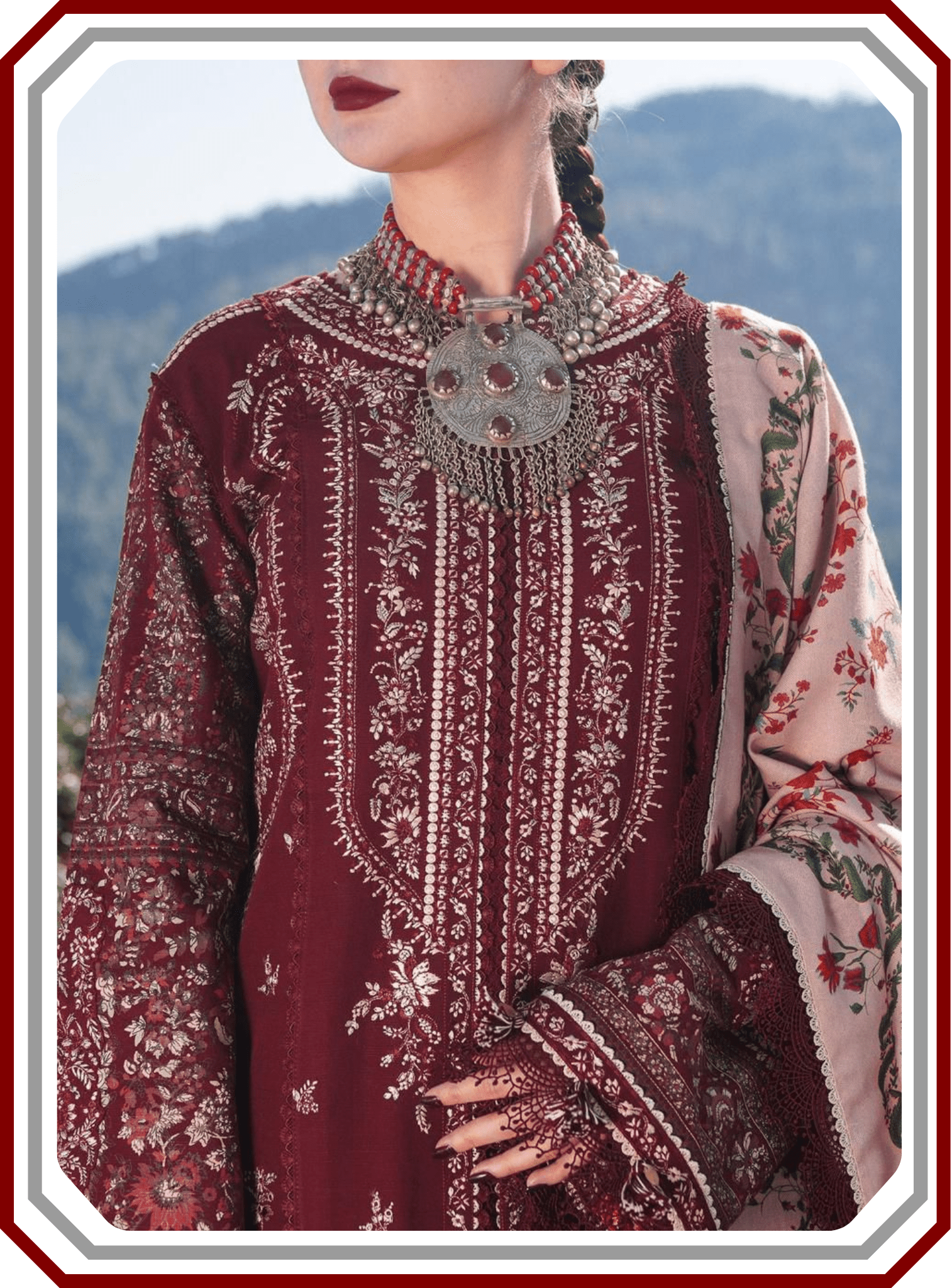 Hussain Rehar Air - Jet Dhanak Embroidered Unstitched 3 - Piece Suit – Winter Collection 2025/26 - Pehna Textile