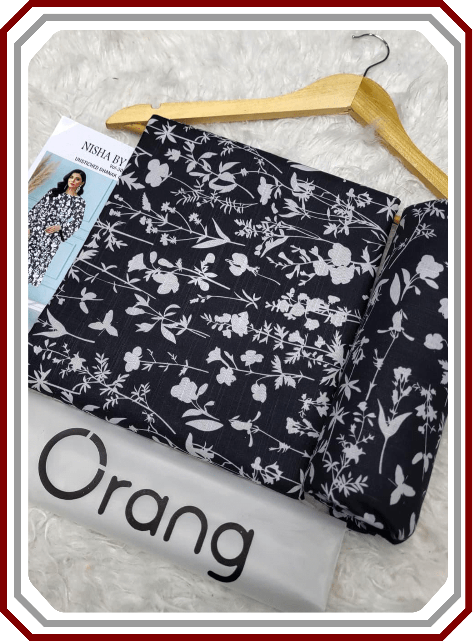 Orang IB Bonanza Printed Khaddar 3.25 Meter Unstitched Winter Suit - Pehna Textile