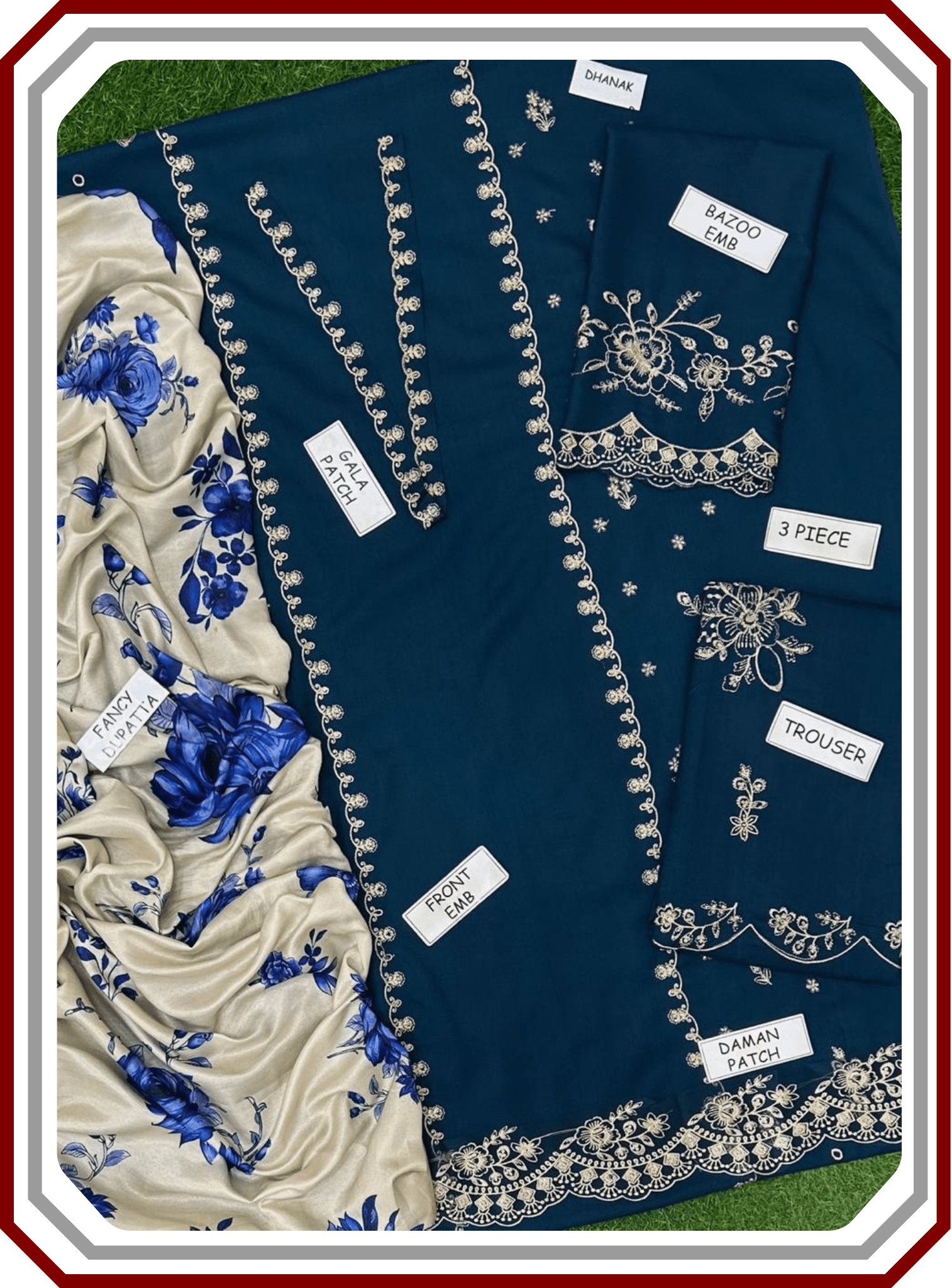 Zara Shahjahan Dhanak Suit - Embroidered Trouser & Digital Dupatta - Pehna Textile