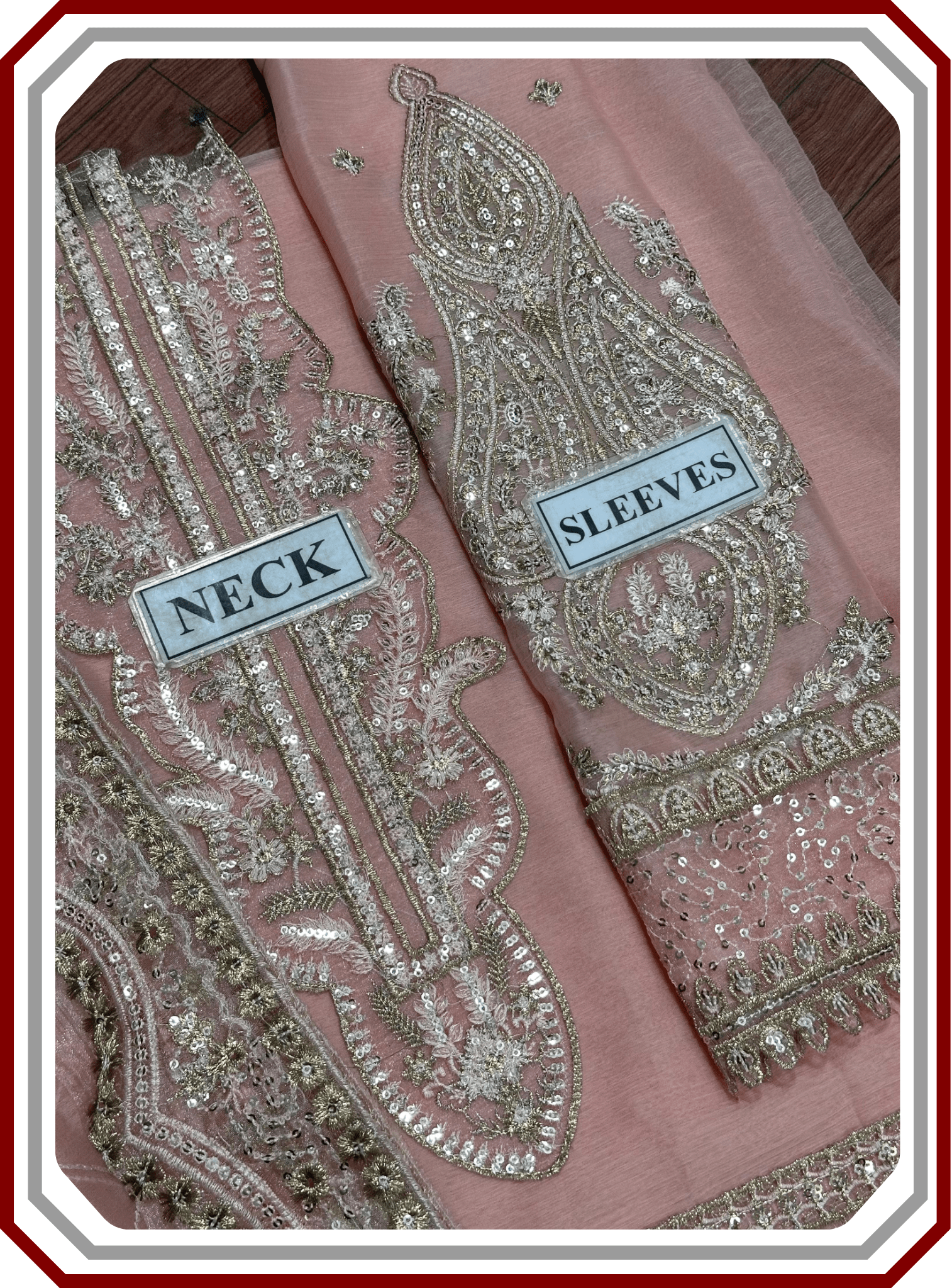 Neeshay Replica Chiffon Suit - Heavy Sequence Work (Unstitched) - Pehna Textile