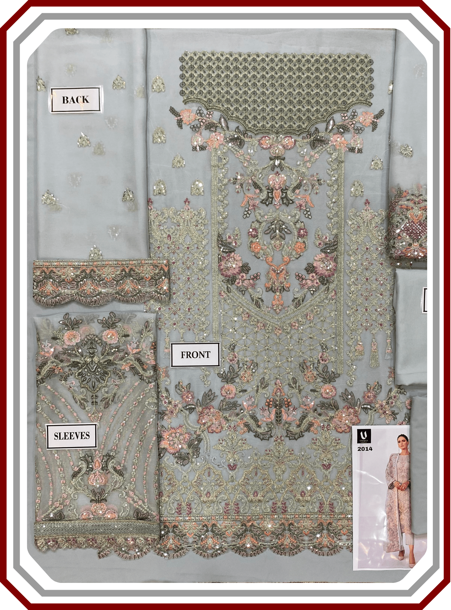 Baroque 3 - Piece Unstitched Semi Pure Chiffon Suit – Malai Crape Trouser - Pehna Textile