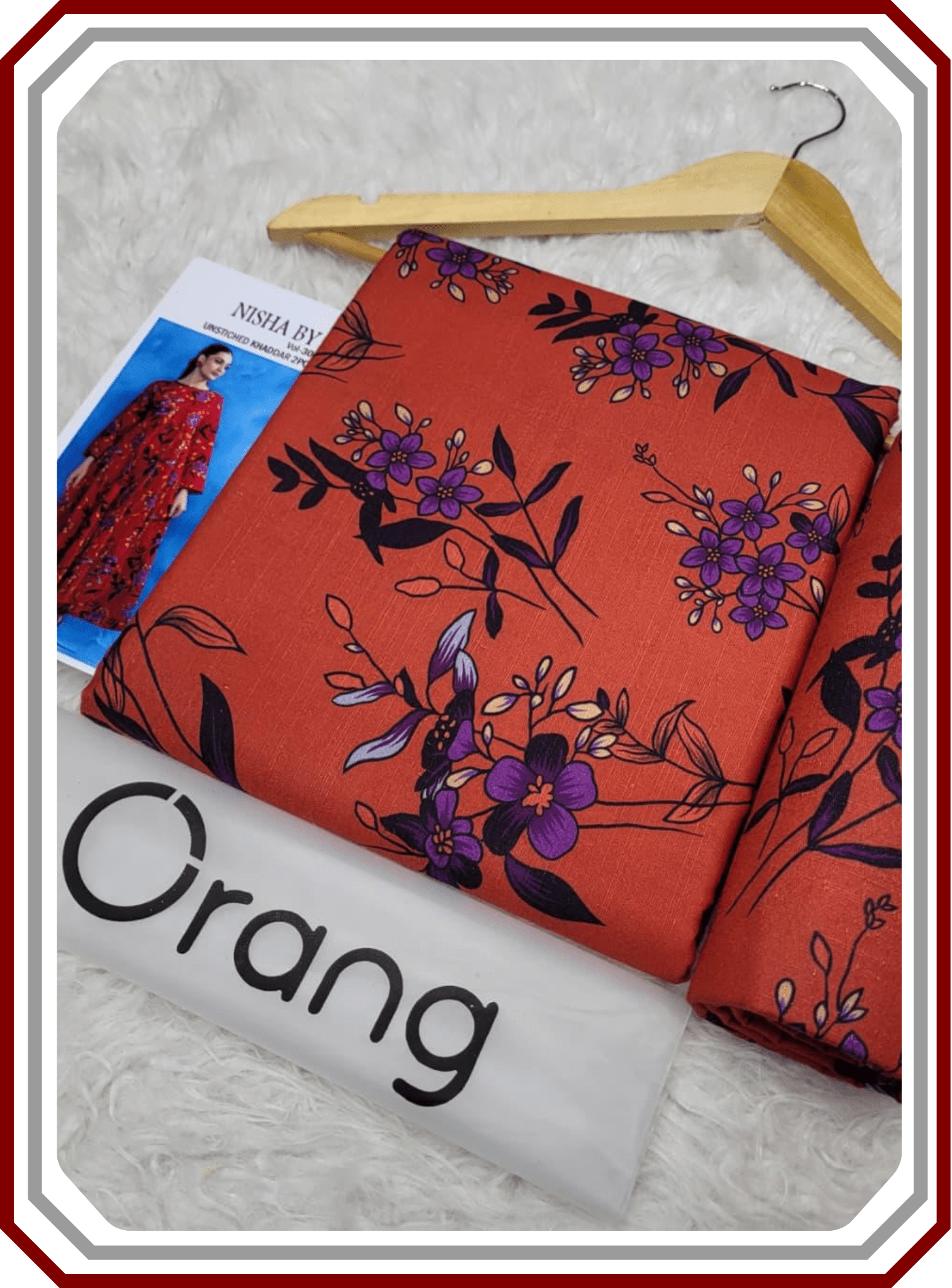 Orang IB Bonanza Printed Khaddar 3.25 Meter Unstitched Winter Suit - Pehna Textile