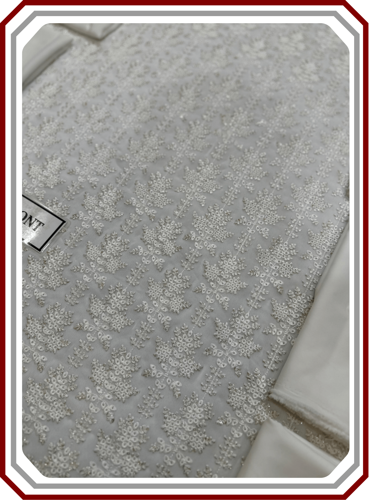 Unique Chiffon Embroidered 3PC Unstitched Suit – Design 2478 - Pehna Textile