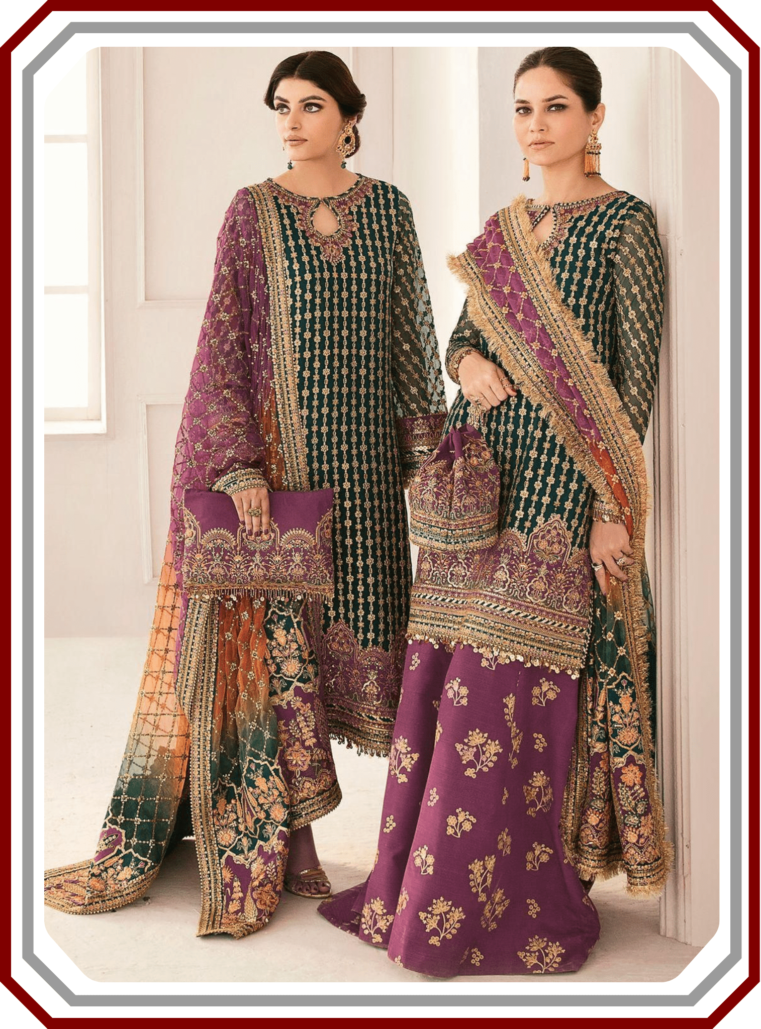 Baroque Chantalee Replica Organza Suit - Adda Work & Emb Trouser - Pehna Textile