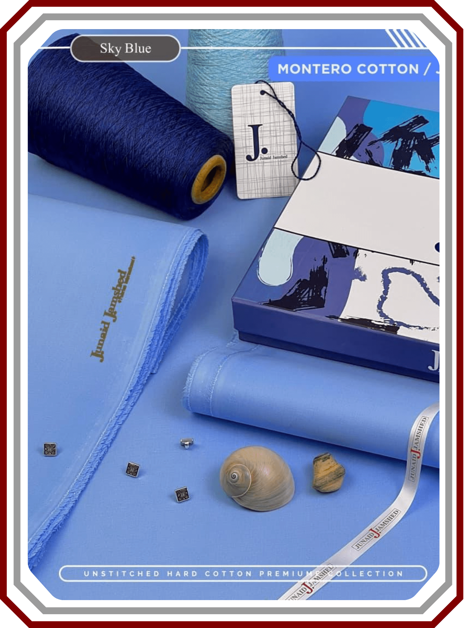 Junaid Jamshed Hard Cotton Men's Suit - Silver Finish (4.5 Meters) - Pehna Textile