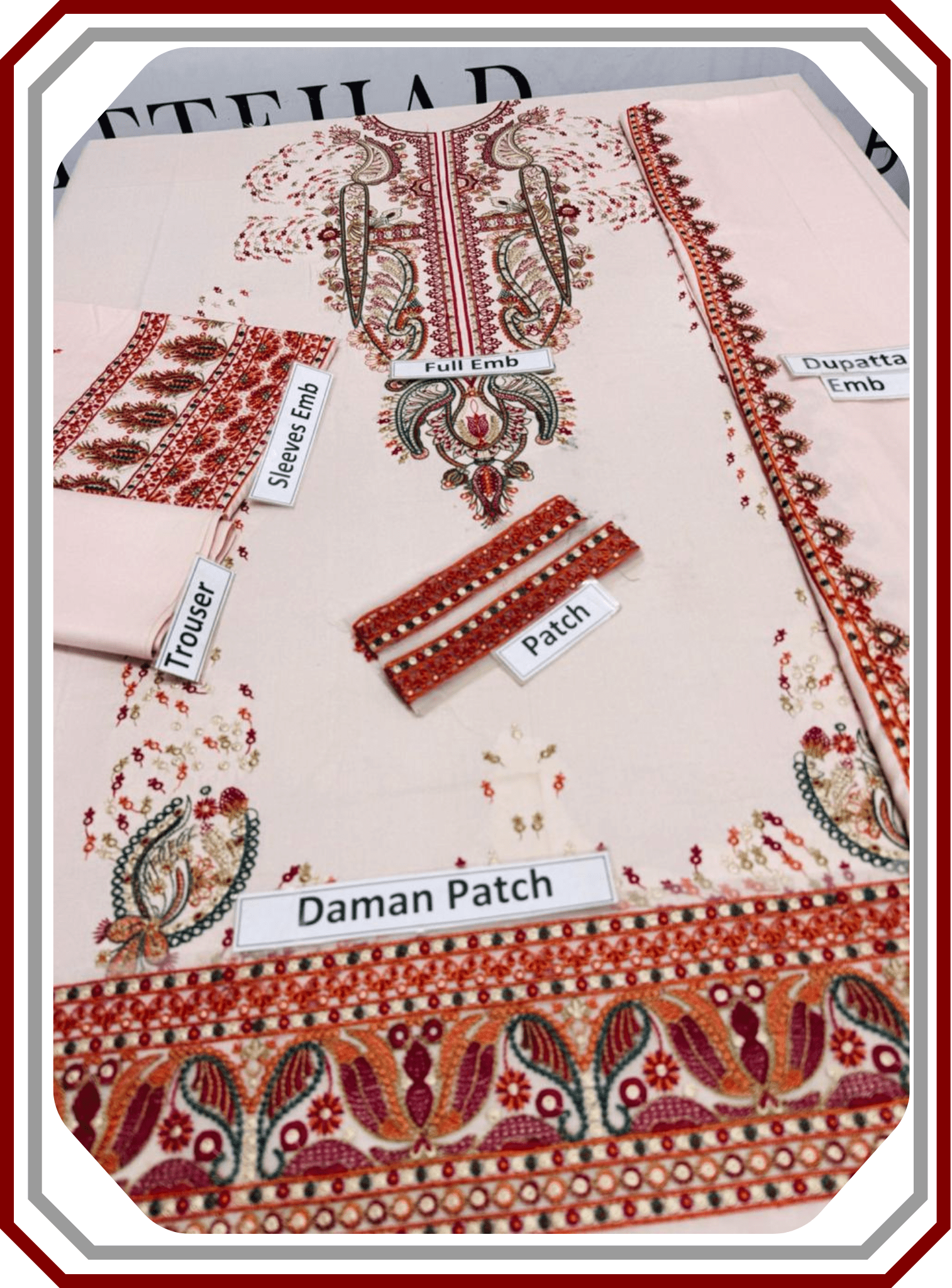 Winter Brand Dhanak Heavy Embroidered Unstitched 3 - Piece Suit – Winter Collection 2025 Vol’25 - Pehna Textile