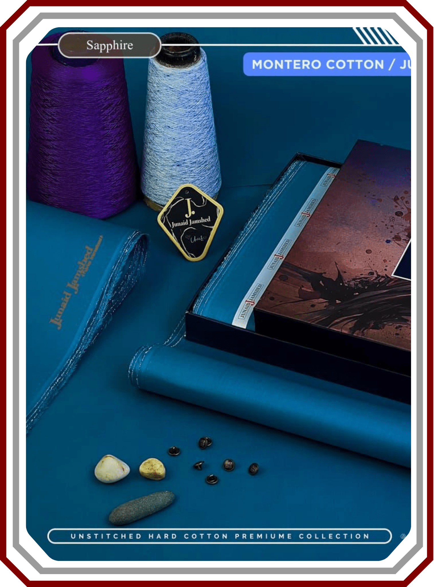 J. Junaid Jamshed Men's Premium Hard Cotton - Silver Finish Executive Suit - Pehna Textile