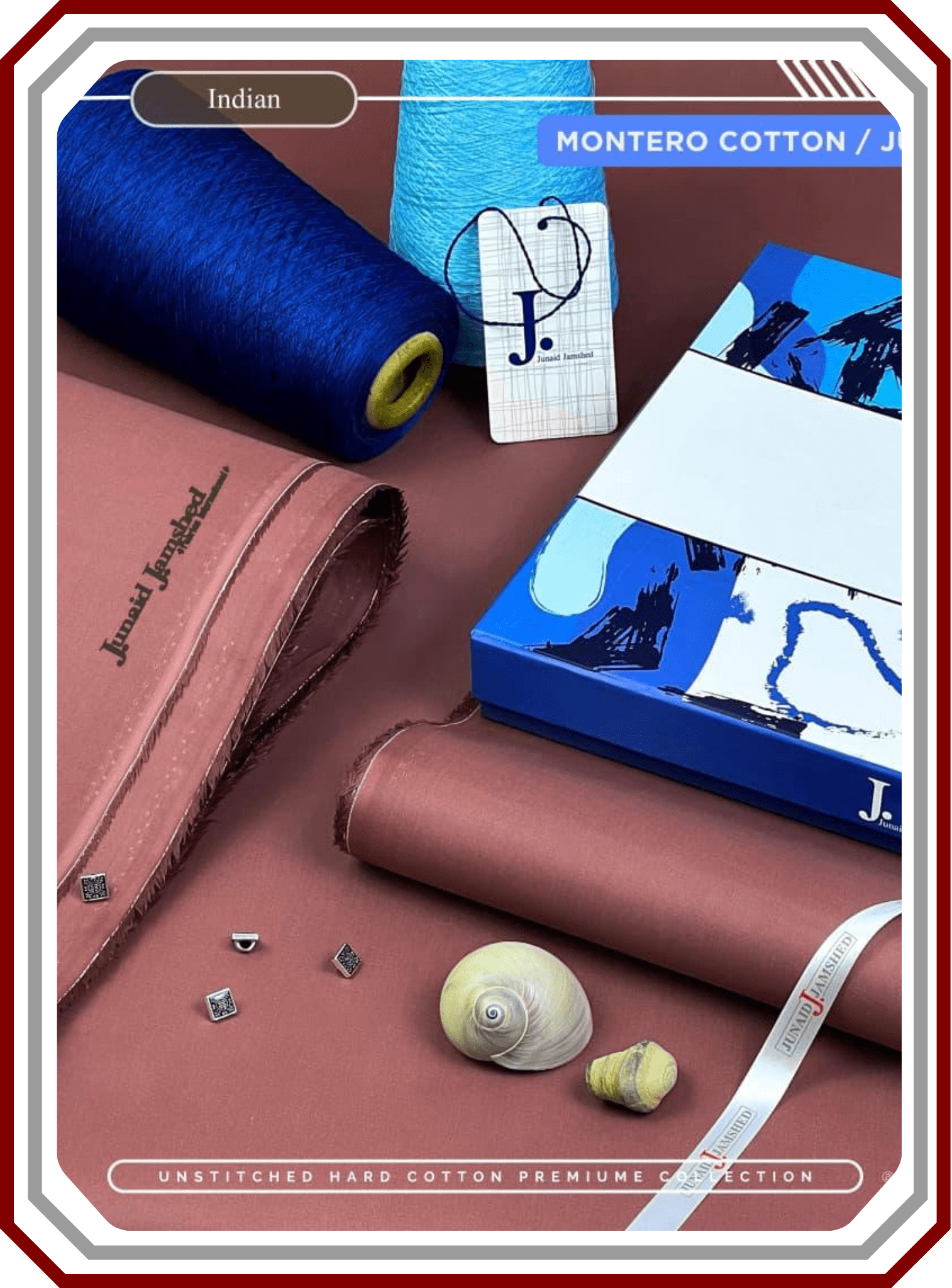 Junaid Jamshed Hard Cotton Men's Suit - Silver Finish (4.5M) - Pehna Textile