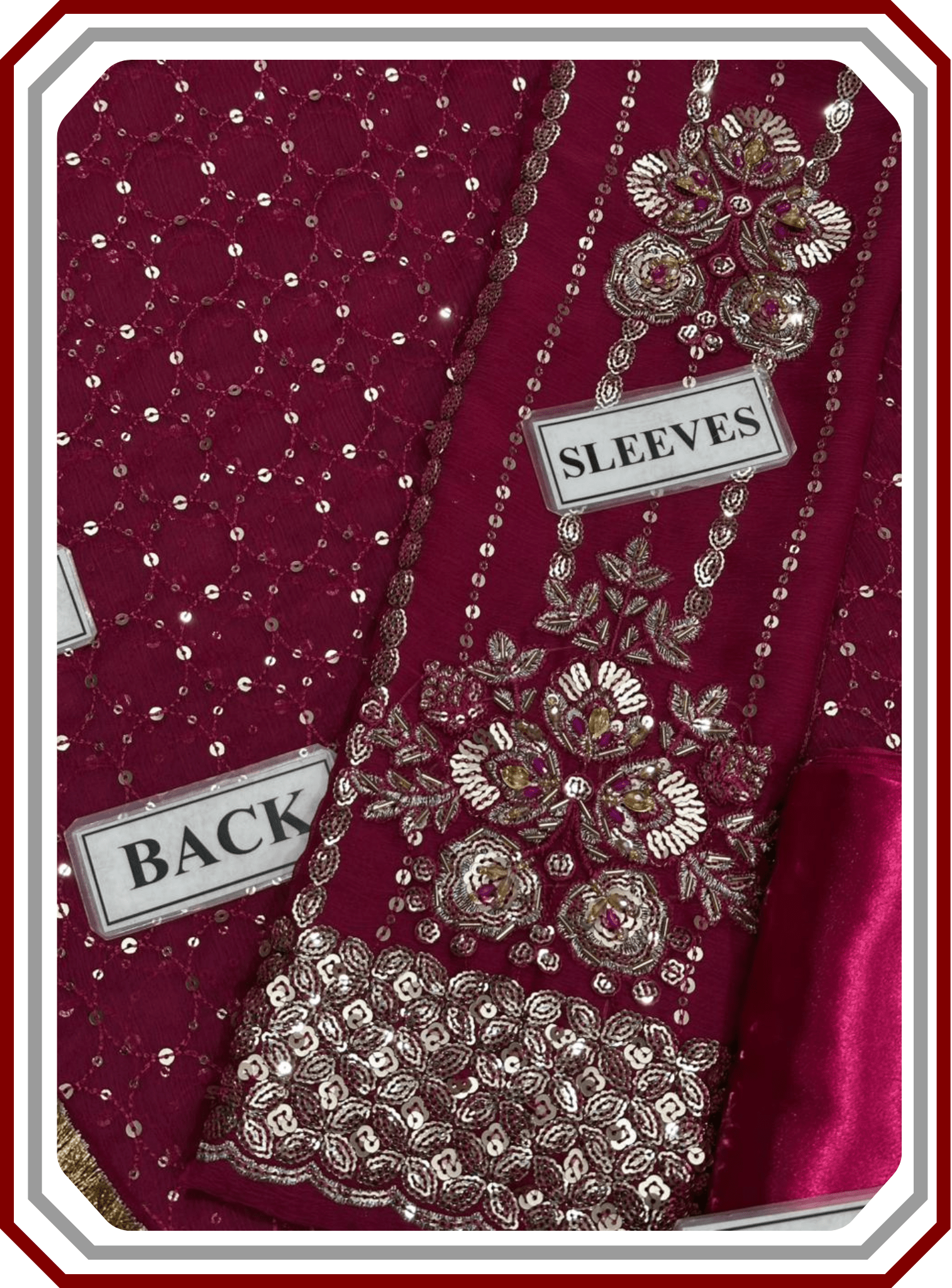 Amave Replica Chiffon 3 - Piece Unstitched Suit with Satin Silk Trouser - Pehna Textile